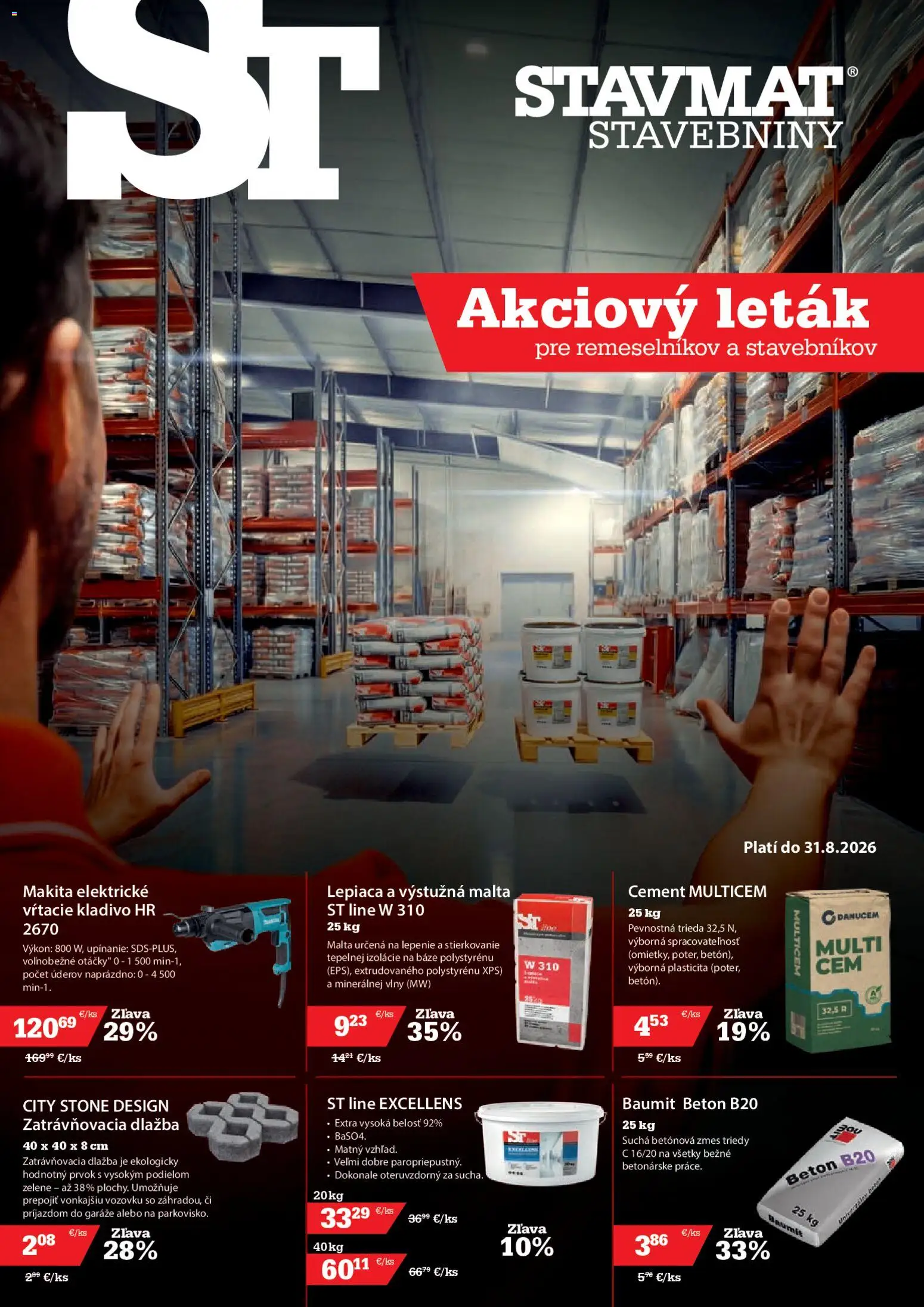 Nové STAVMAT STAVEBNINY akcie – leták je platný od 06.07.2026 | Strana: 1 | Produkty: Dlažba