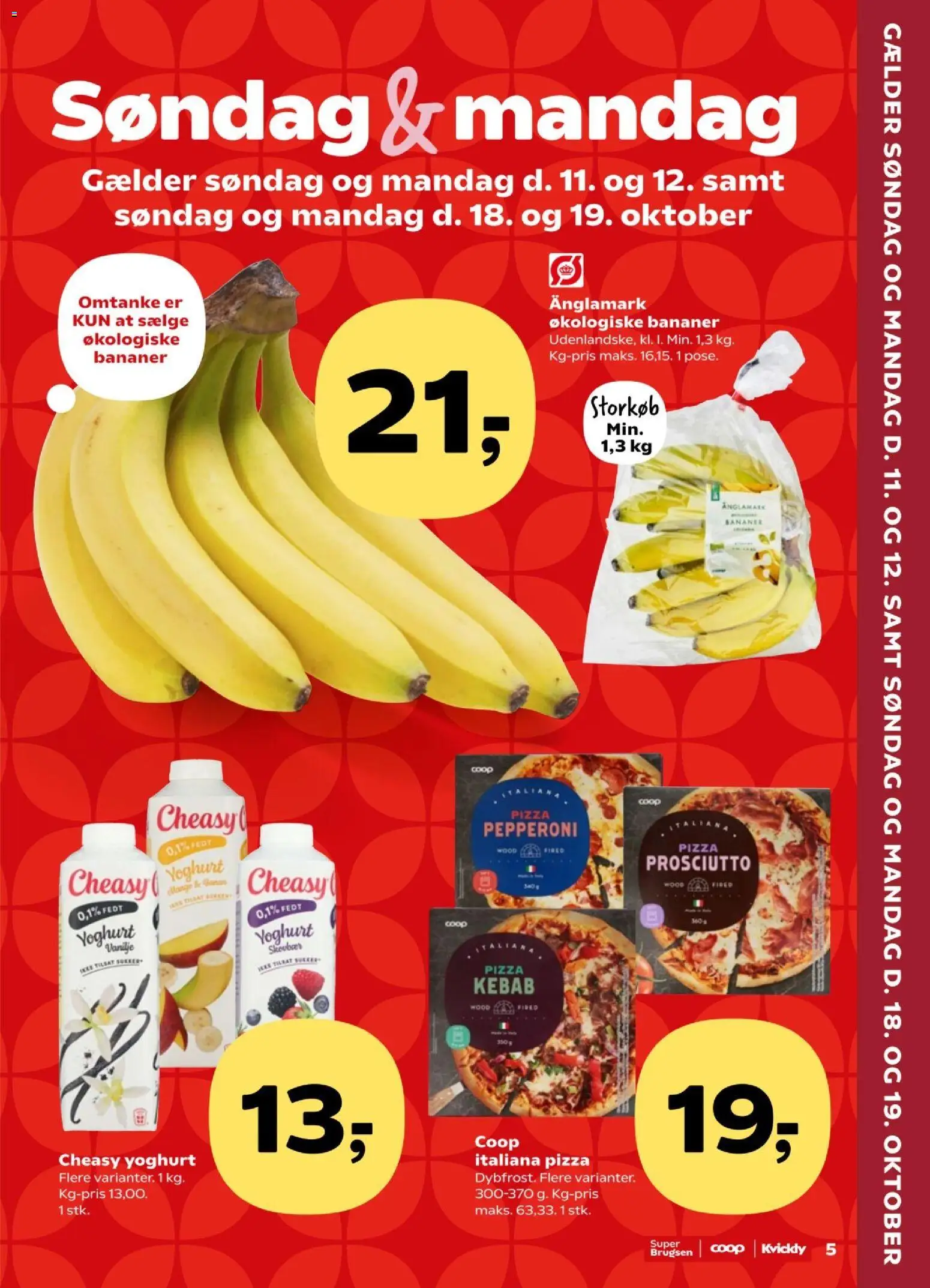 Super Brugsen tilbudsavis – gyldig fra 09/10/2026 | Side: 5 | Produkter: Yoghurt, Pizza, Bananer, Kebab