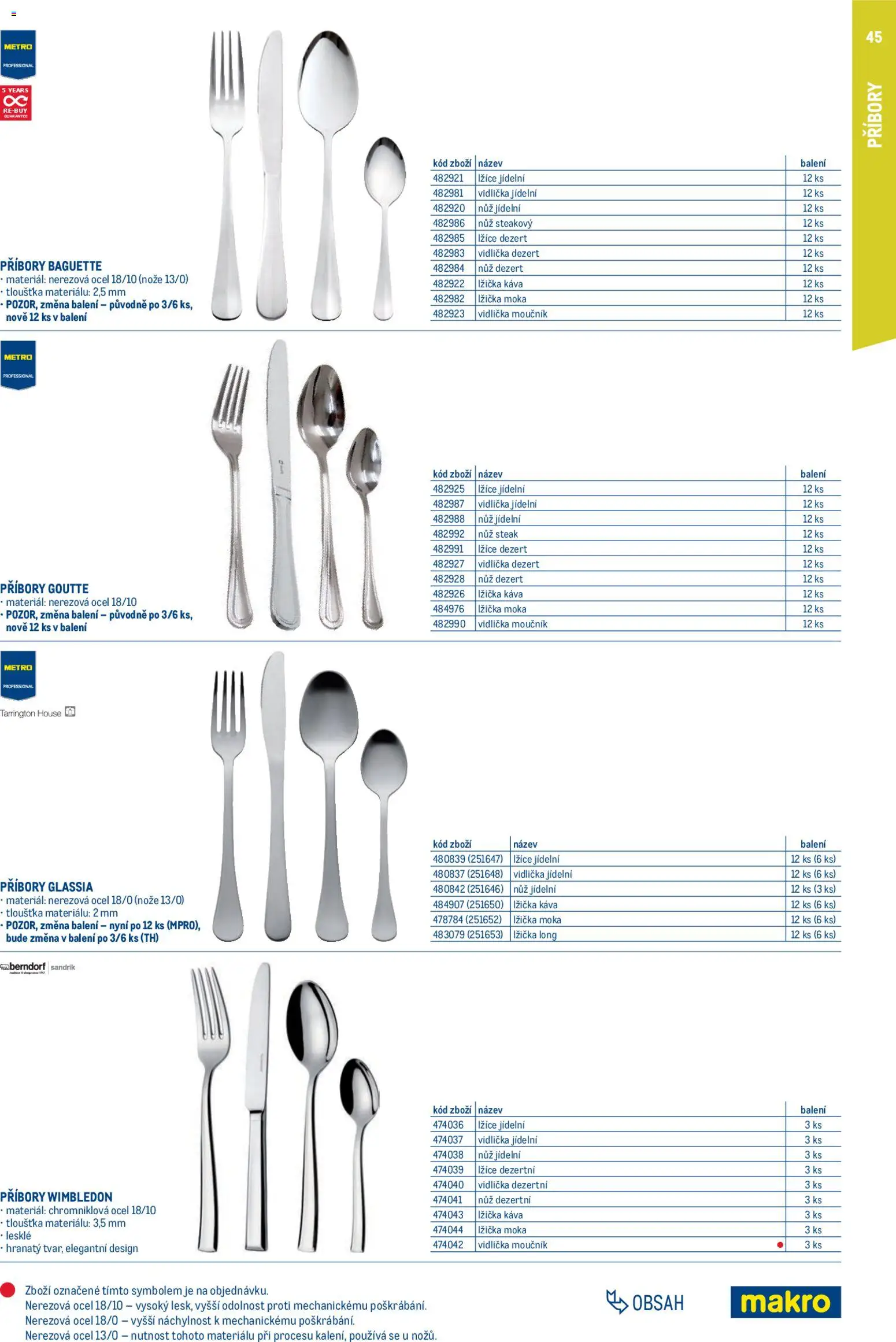 Makro leták - Gastro vybavení a zařízení od 01.02.2026 | Strana: 45 | Produkty: Káva, Nože, Nůž, Lžička