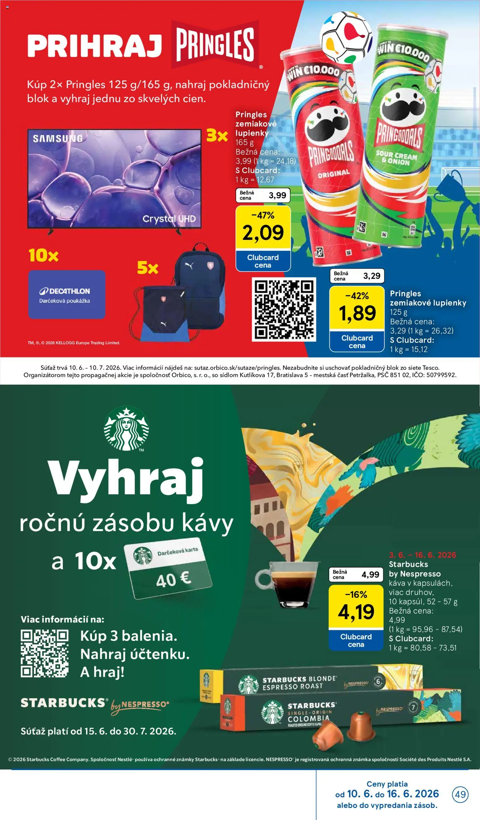 Nové Tesco akcie – leták je platný od 10.06.2026 | Strana: 49 | Produkty: Samsung, Káva, Pringles