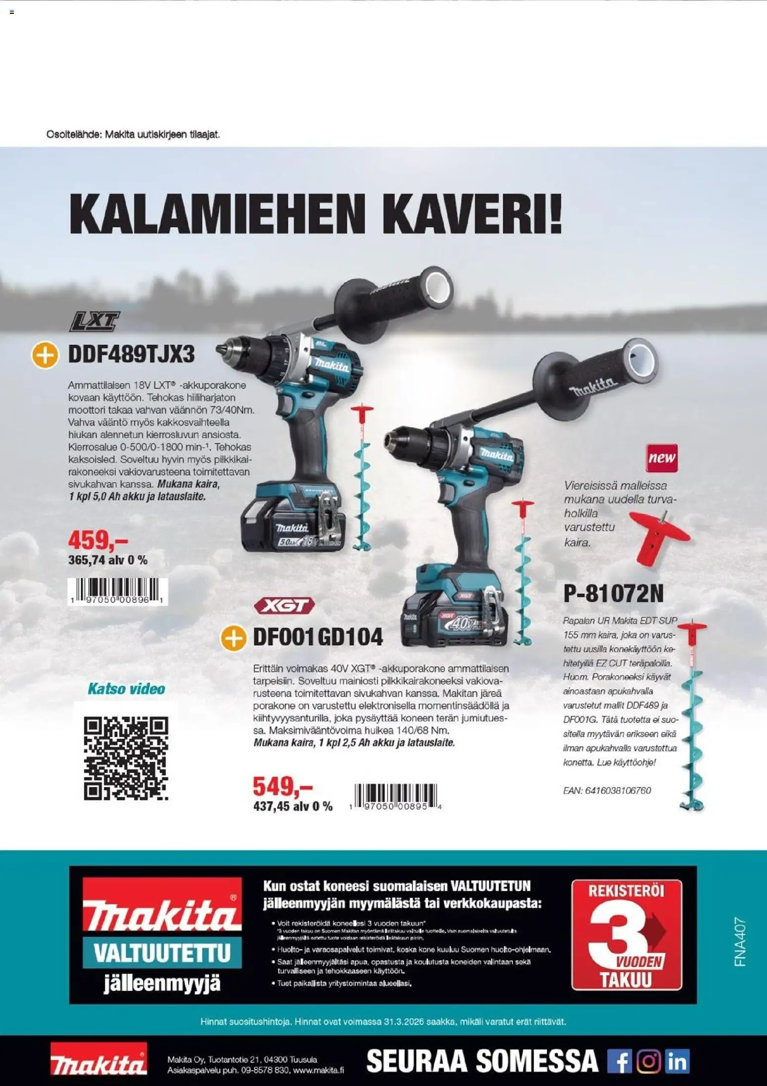 Makita tarjoukset – voimassa 01/01/2026 alkaen | Sivu: 12 | Tuotteet: Akku, Video