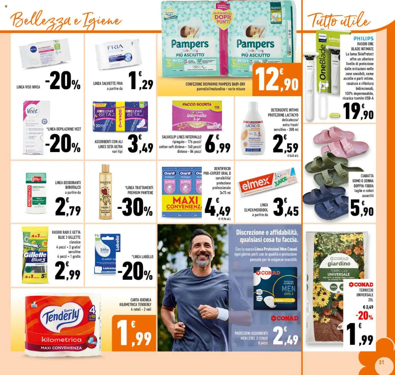 Volantino Conad del 06.05.2026 | Pagina: 21 | Prodotti: Rasoio, Dentifricio, Detergente, Pampers