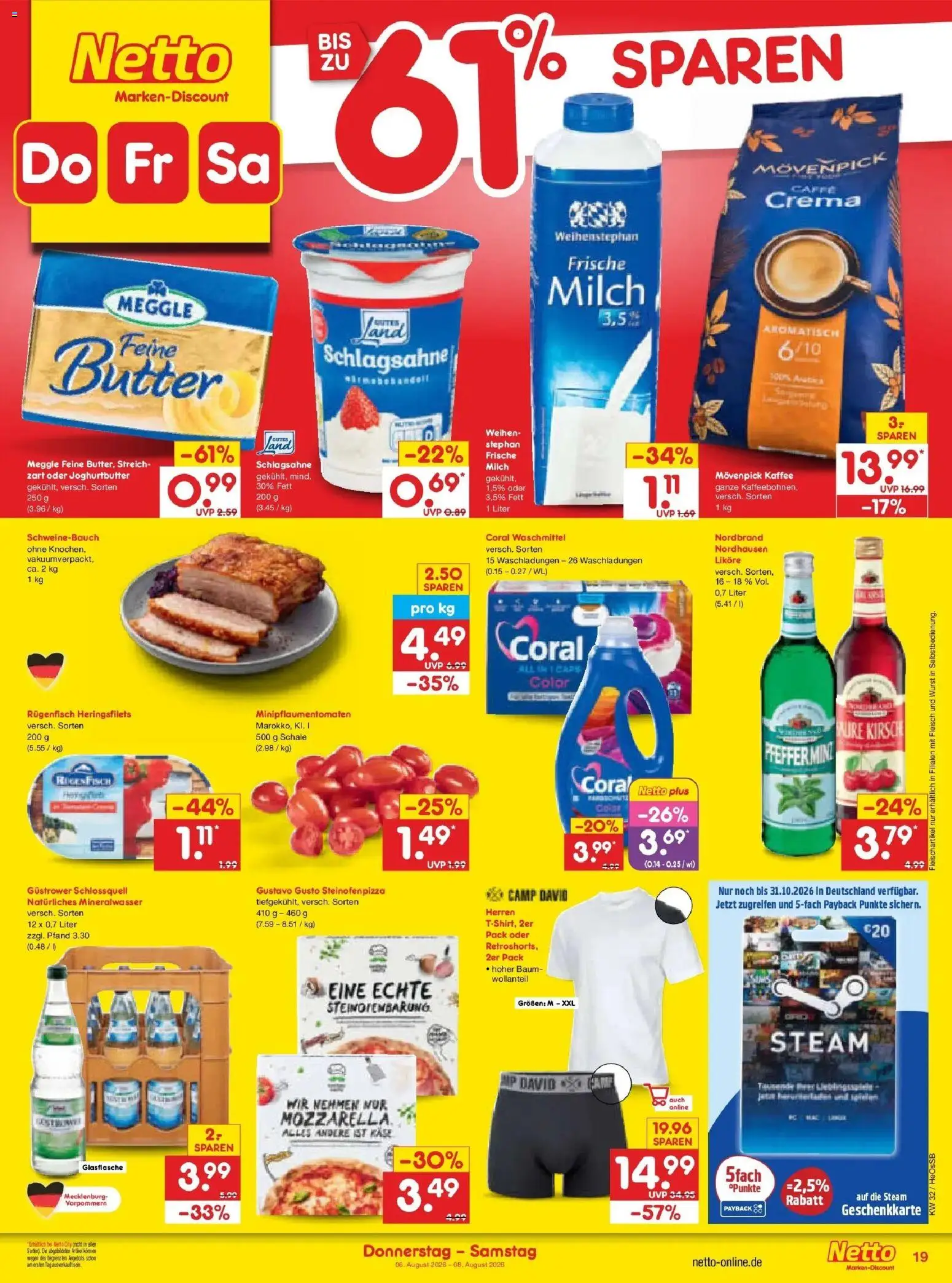 Netto Marken-Discount Prospekt Rostock – gültig ab 03.08.2026 | Seite: 35 | Produkte: Gustavo gusto, Kaffee, Coral waschmittel, Movenpick kaffee