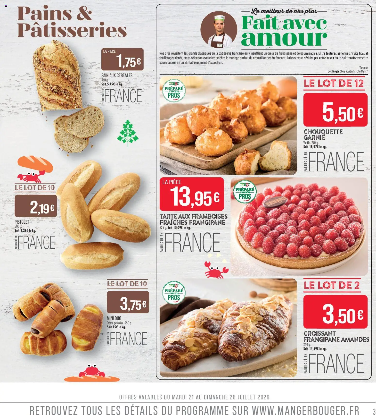 {H1} | Page: 3 | Produits: Pain, Céréales, Crème, Amandes