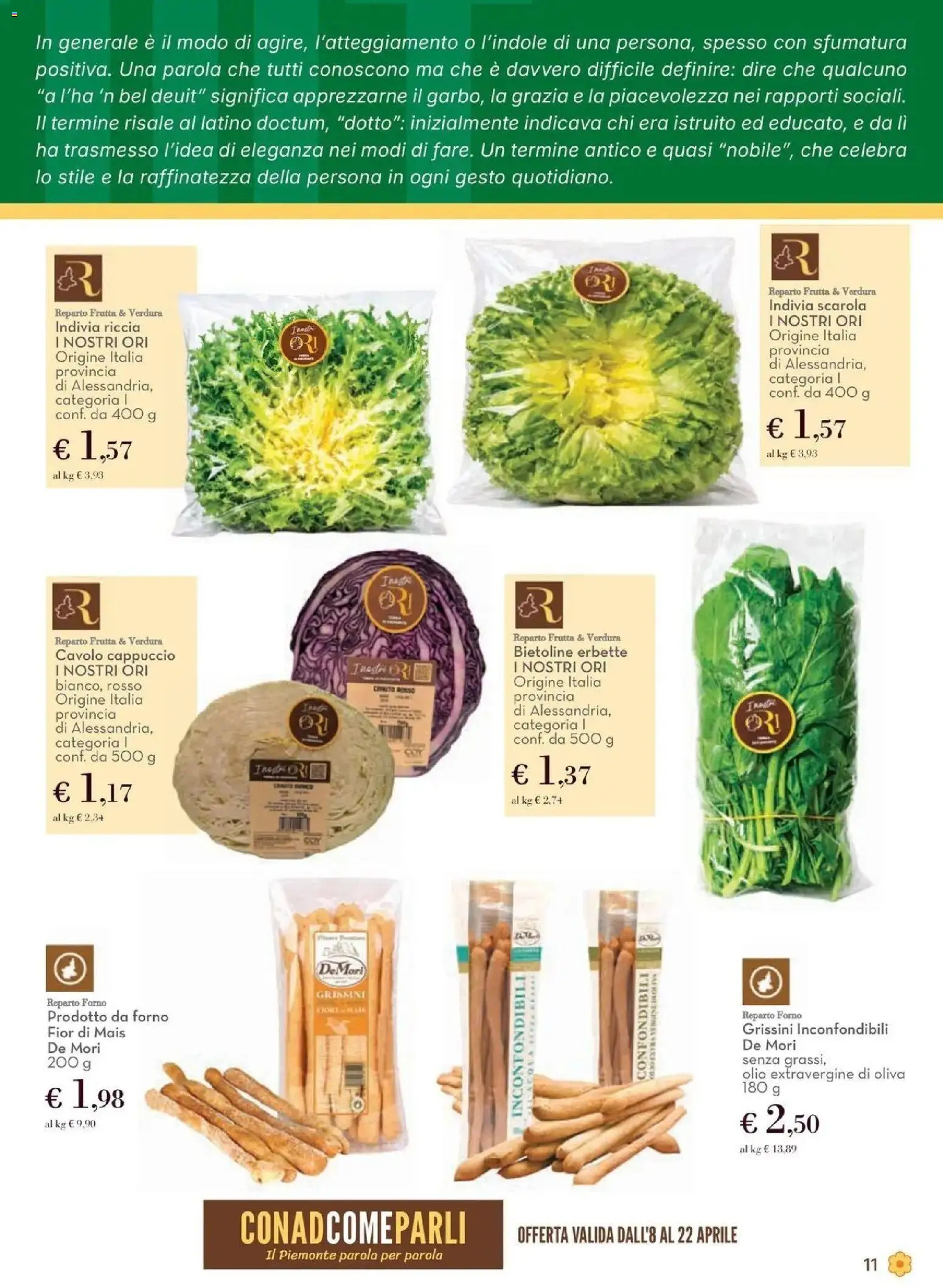 Volantino Conad del 08.04.2026 | Pagina: 11 | Prodotti: Olio, Cappuccio, Grissini, Forno
