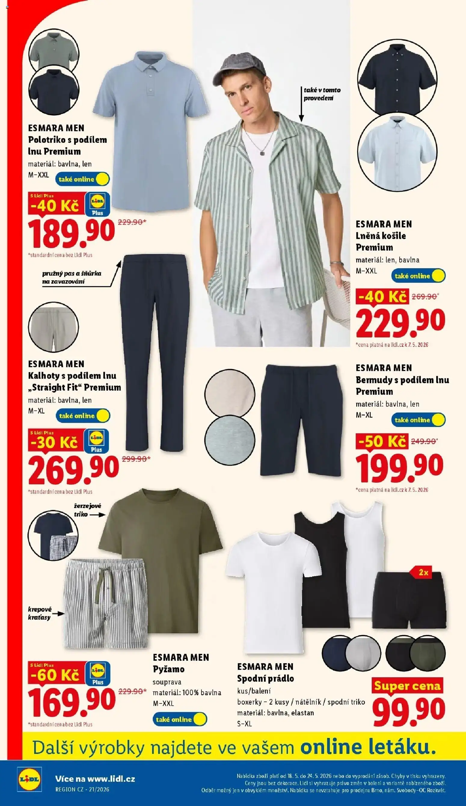 Lidl aktuální leták od 18.05.2026 | Strana: 36 | Produkty: Košile, Kalhoty, Kraťasy, Spodní prádlo