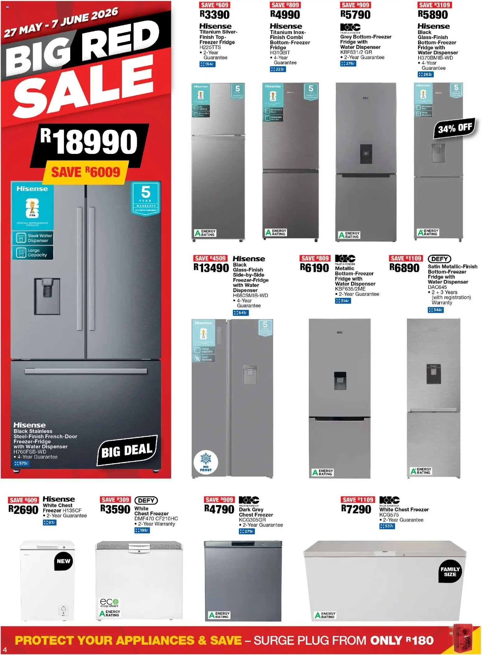 New OK Furniture catalogue – valid from 27.05.2026 | Page: 4 | Products: Refrigerator, Freezer fridge, Fridge, Water