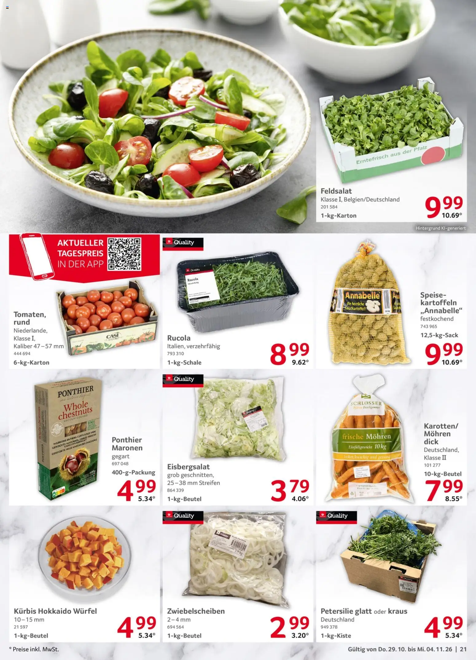 Selgros Prospekt – gültig ab 29.10.2026 | Seite: 21 | Produkte: Eisbergsalat, Kartoffeln, Kürbis, Petersilie