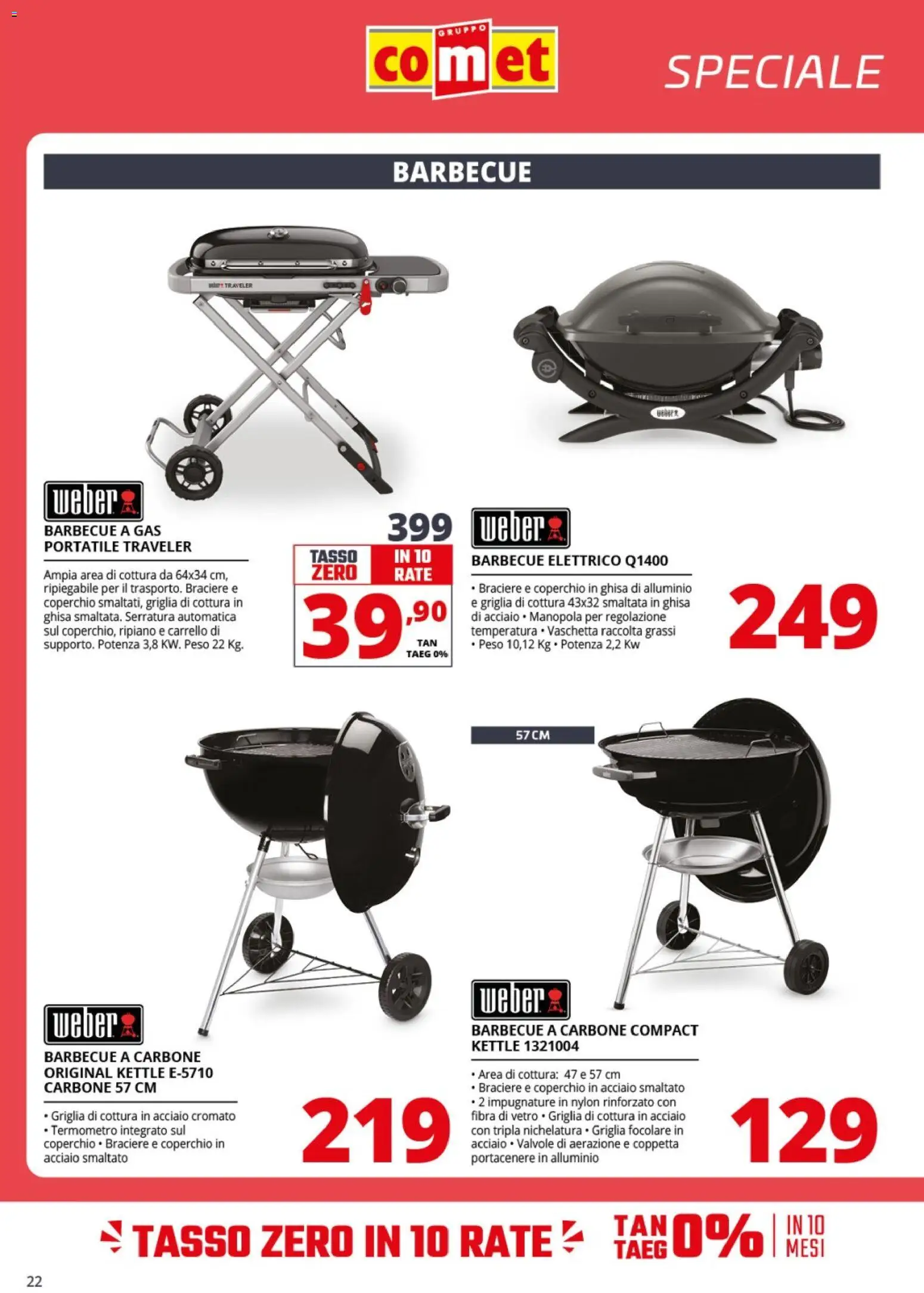 Volantino Comet del 10.04.2026 | Pagina: 22 | Prodotti: Barbecue, Alluminio, Griglia, Termometro