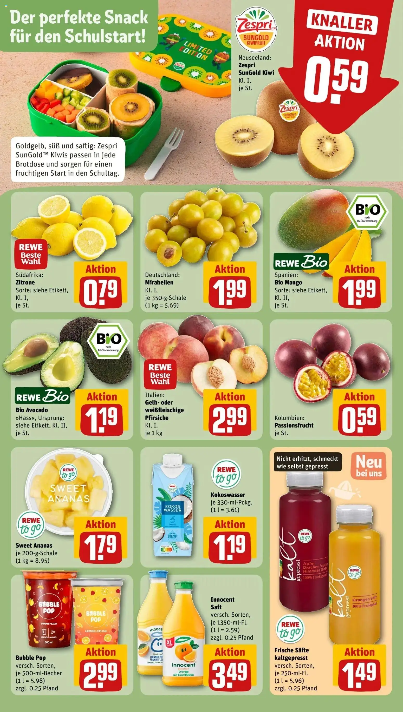 REWE Prospekt ab 24.08.2026 zum Blättern » Angebote | Seite: 6 | Produkte: Orangen, Avocado, Wasser, Mango