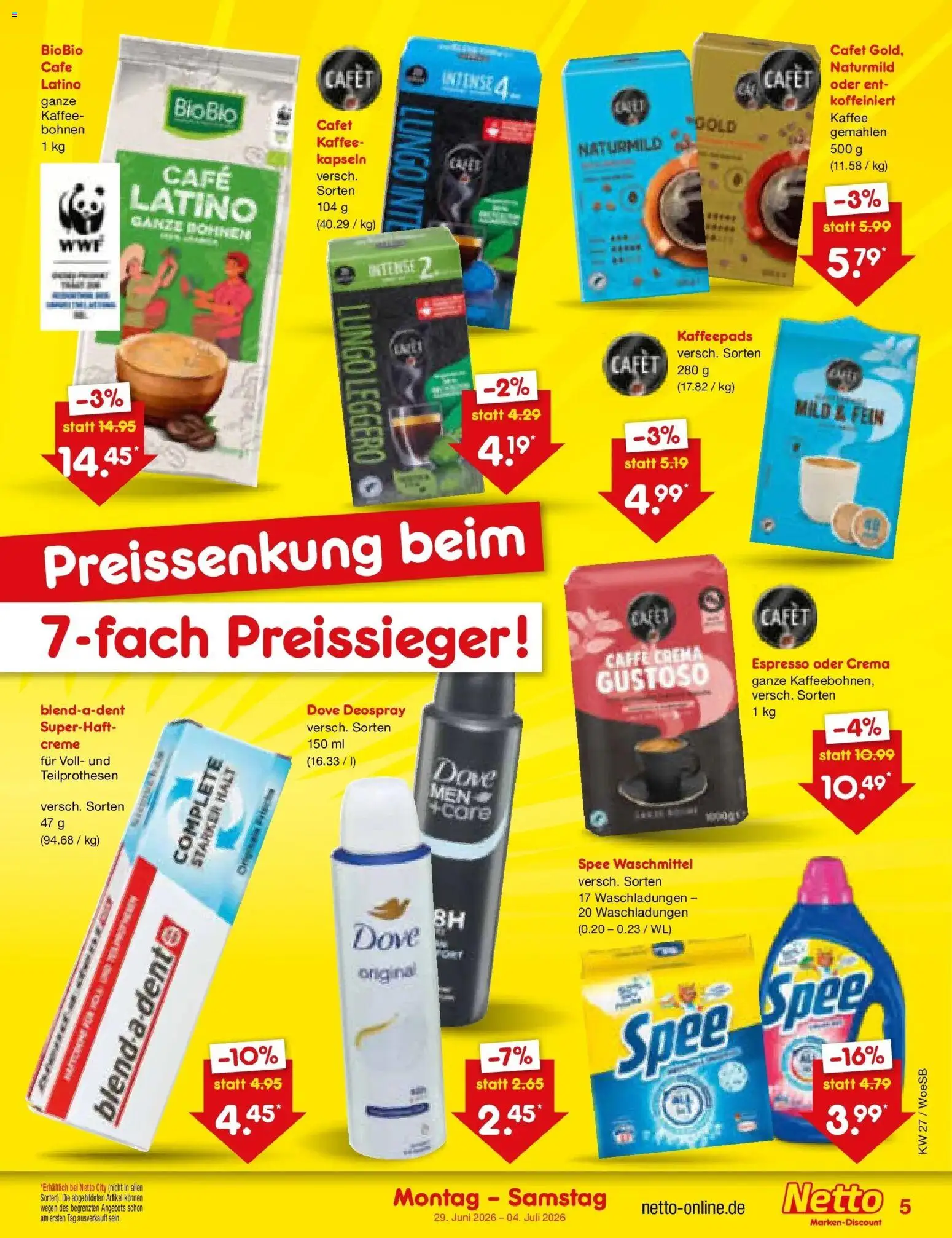 Netto Marken-Discount Prospekt Gemmingen – gültig ab 29.06.2026 | Seite: 5 | Produkte: Kaffee, Spee, Waschmittel, Deospray