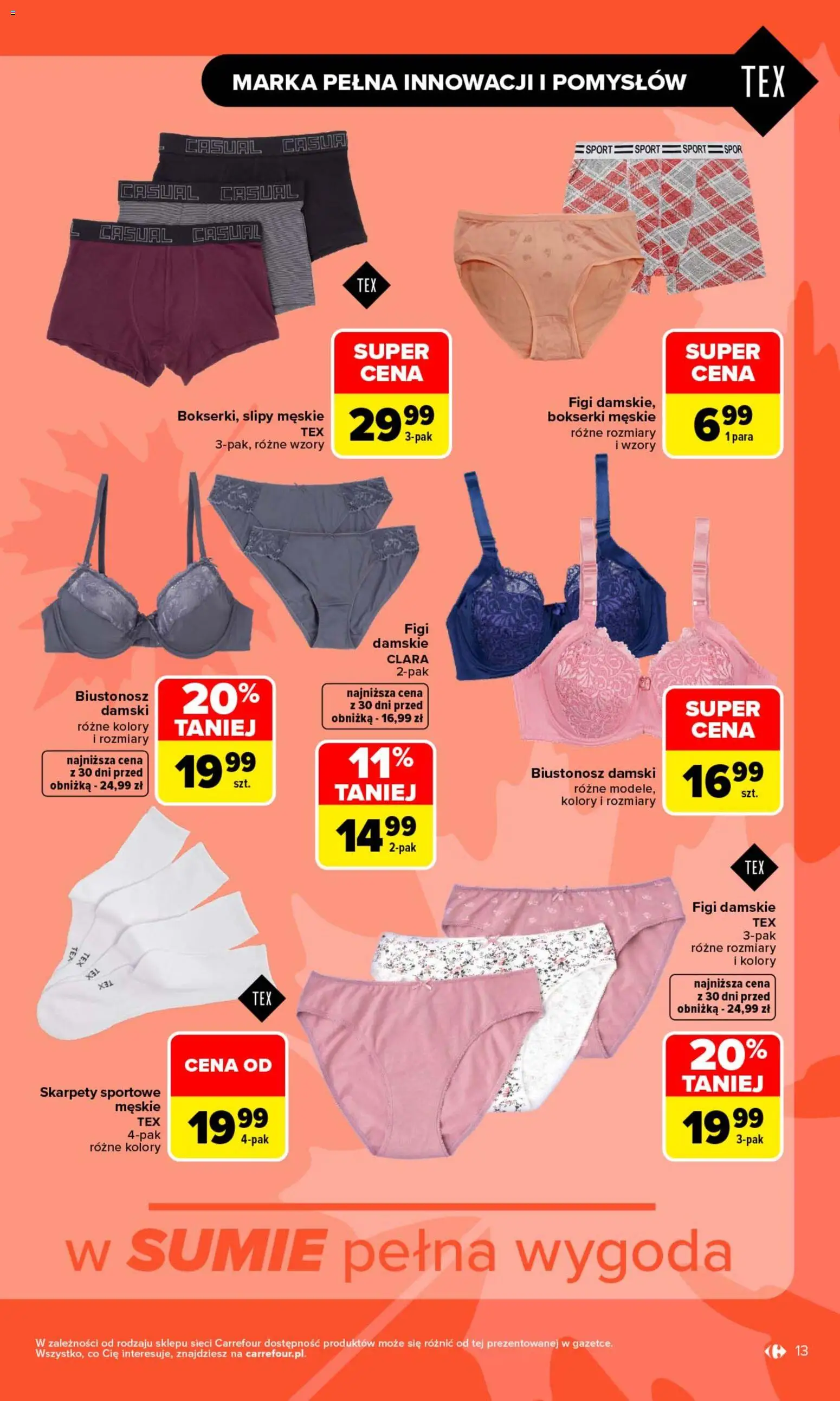 Carrefour gazetka - Zanosi się na świetne okazje od 31.08.2026 | Strona: 13 | Produkty: Skarpety, Bokserki, Bokserki męskie, Figi