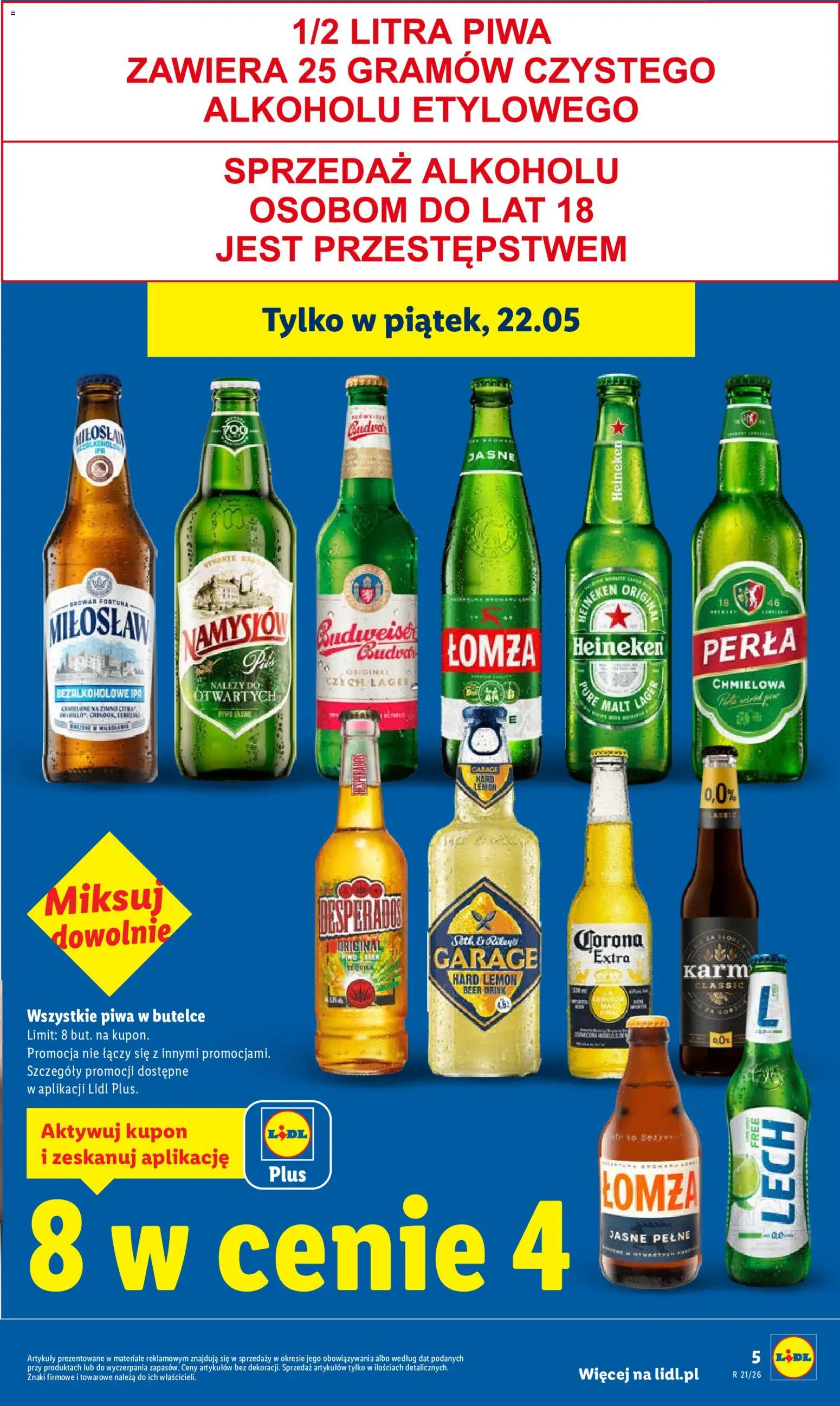 Lidl Polsko leták od 21.05.2026 | Strana: 5 | Produkty: Heineken, Budvar, Desperados, Perla