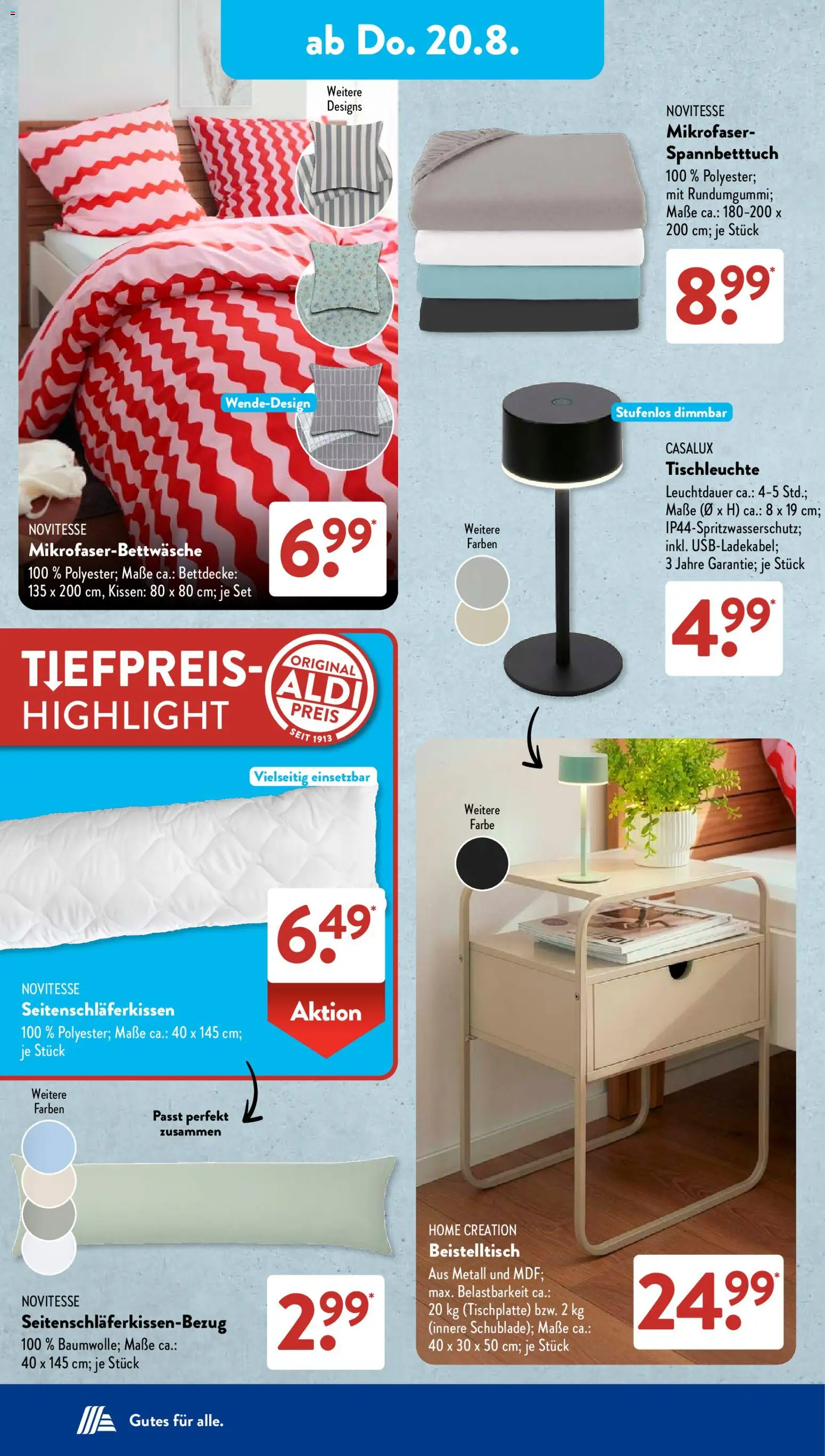 Aldi Süd Prospekt – gültig ab 17.08.2026 | Seite: 7 | Produkte: Beistelltisch, Kissen, Home creation