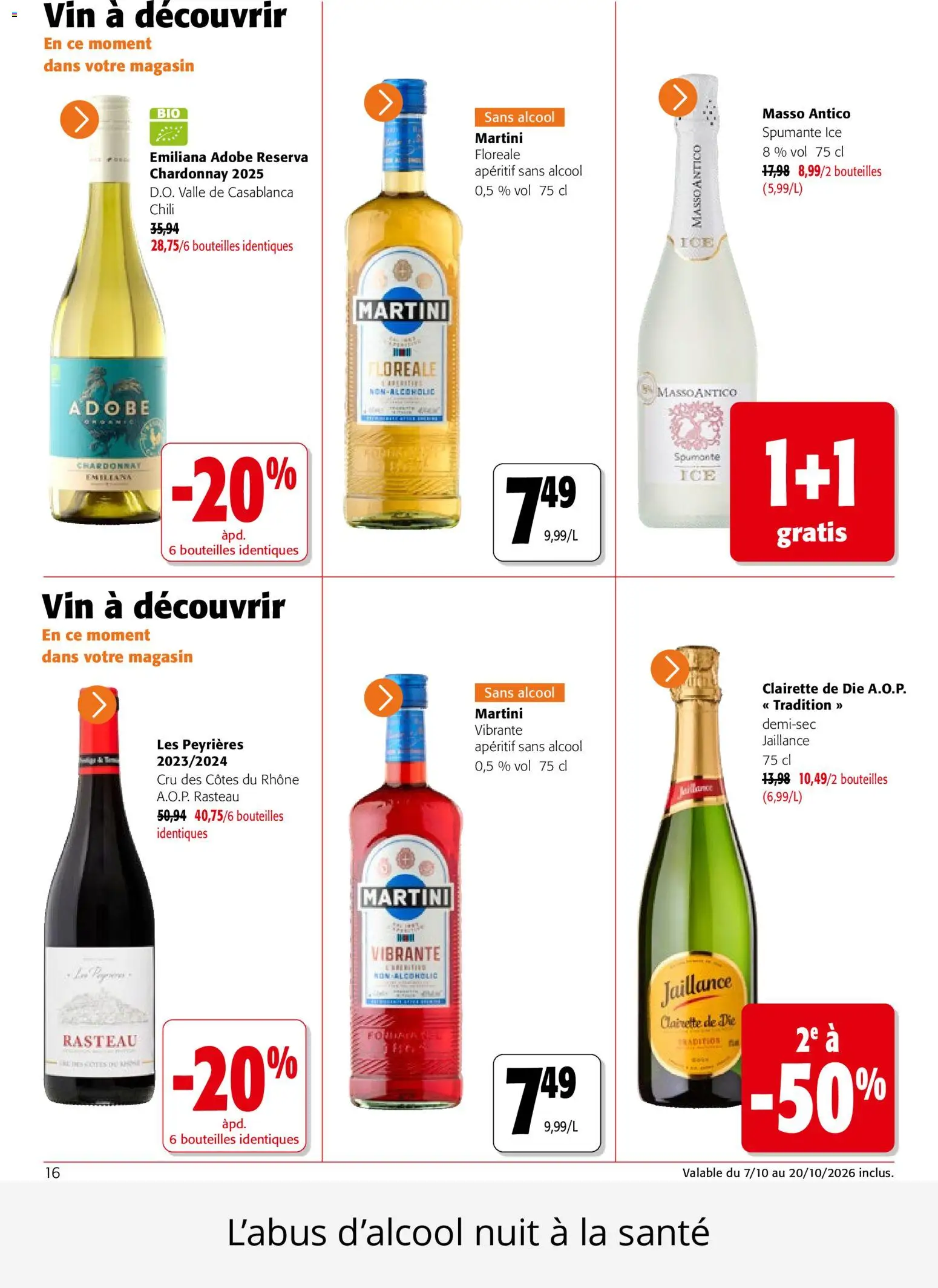 {H1} | Page: 16 | Produits: Alcool, Clairette de die, Martini, Vin