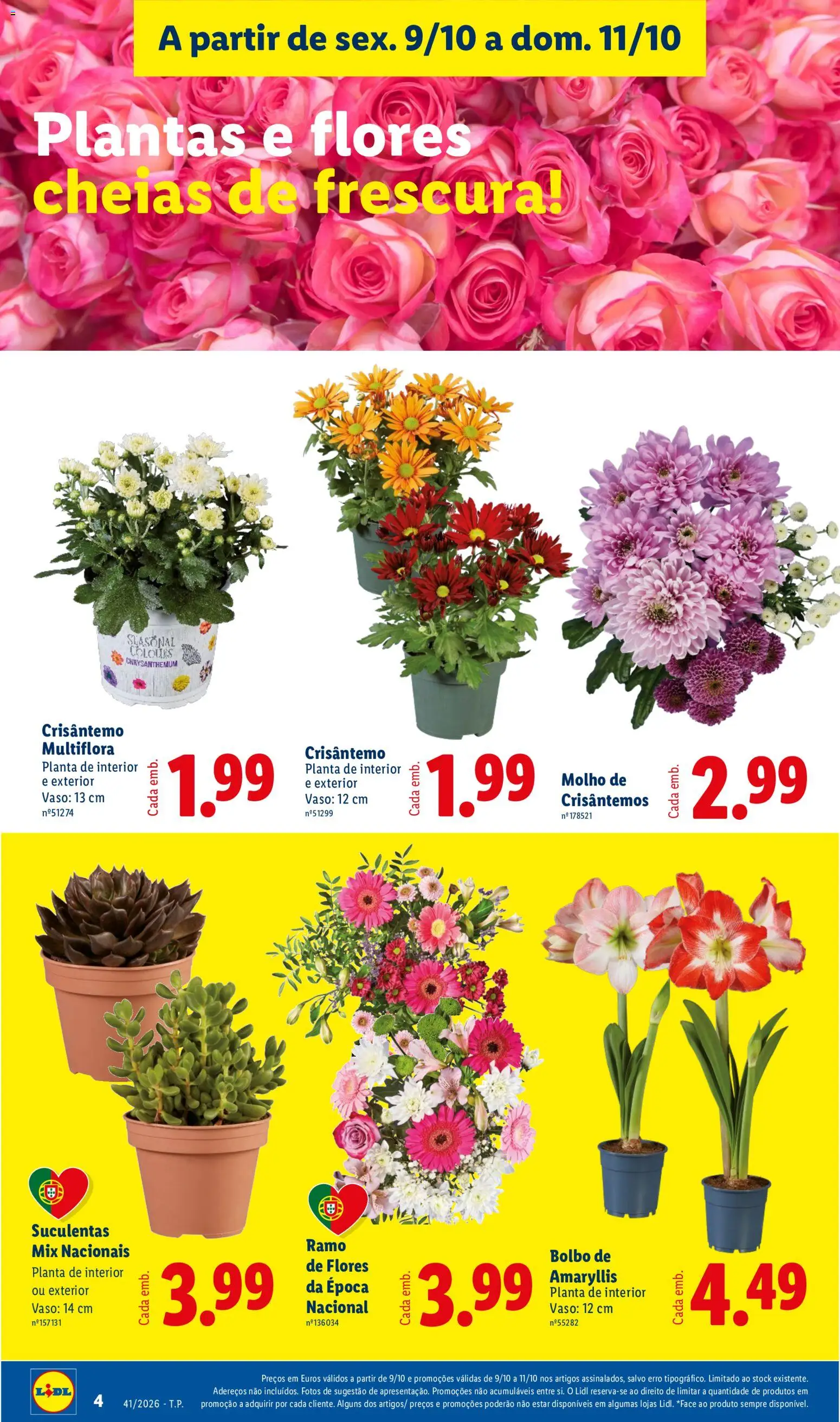 Lidl Promoções Fim de Semana │ válido de 09/10/2026 | Página: 4 | Produtos: Flores, Vaso