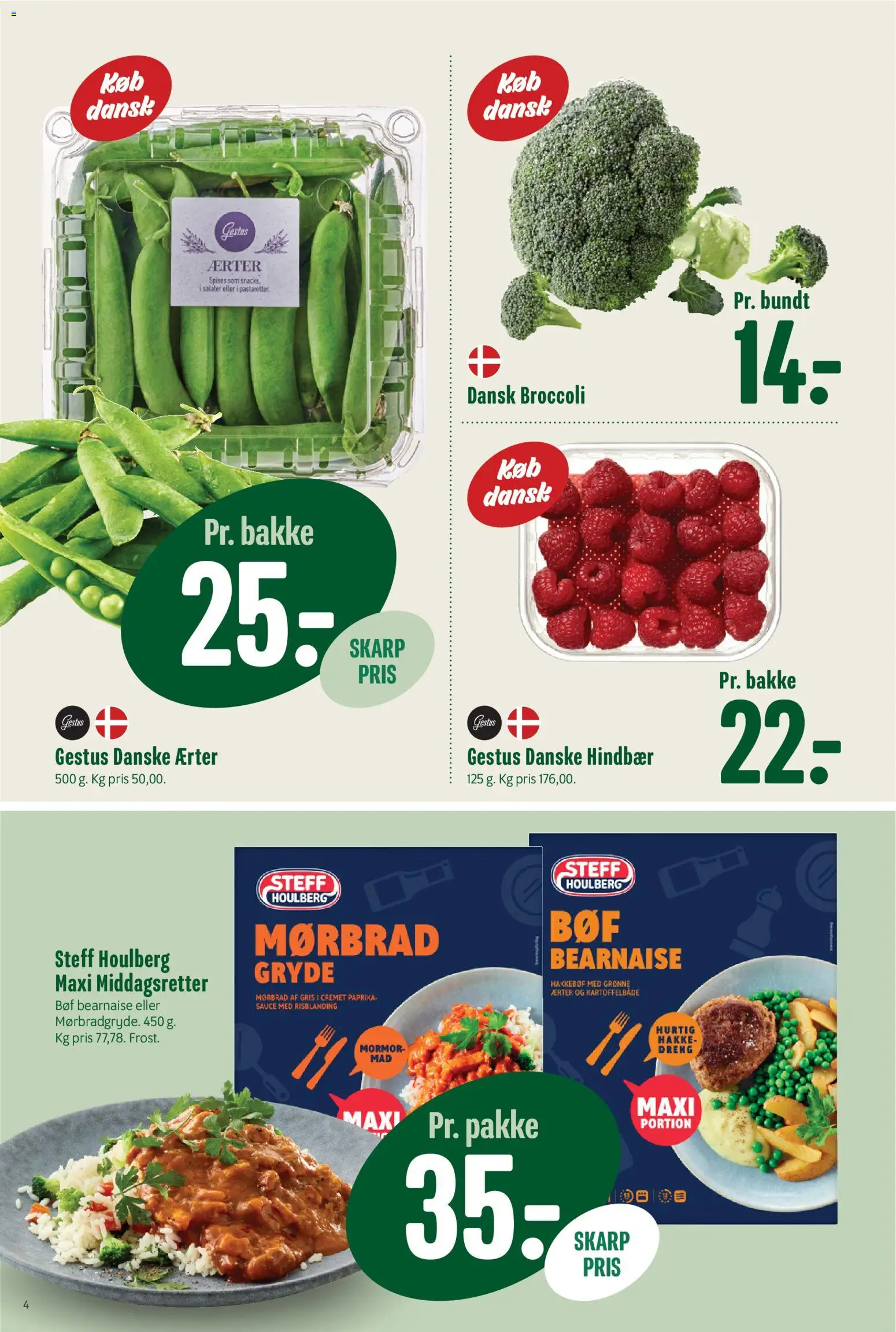 Min Købmand tilbudsavis – gyldig fra 17/07/2026 | Side: 4 | Produkter: Kartoffelbåde, Broccoli, Hindbær, Ærter