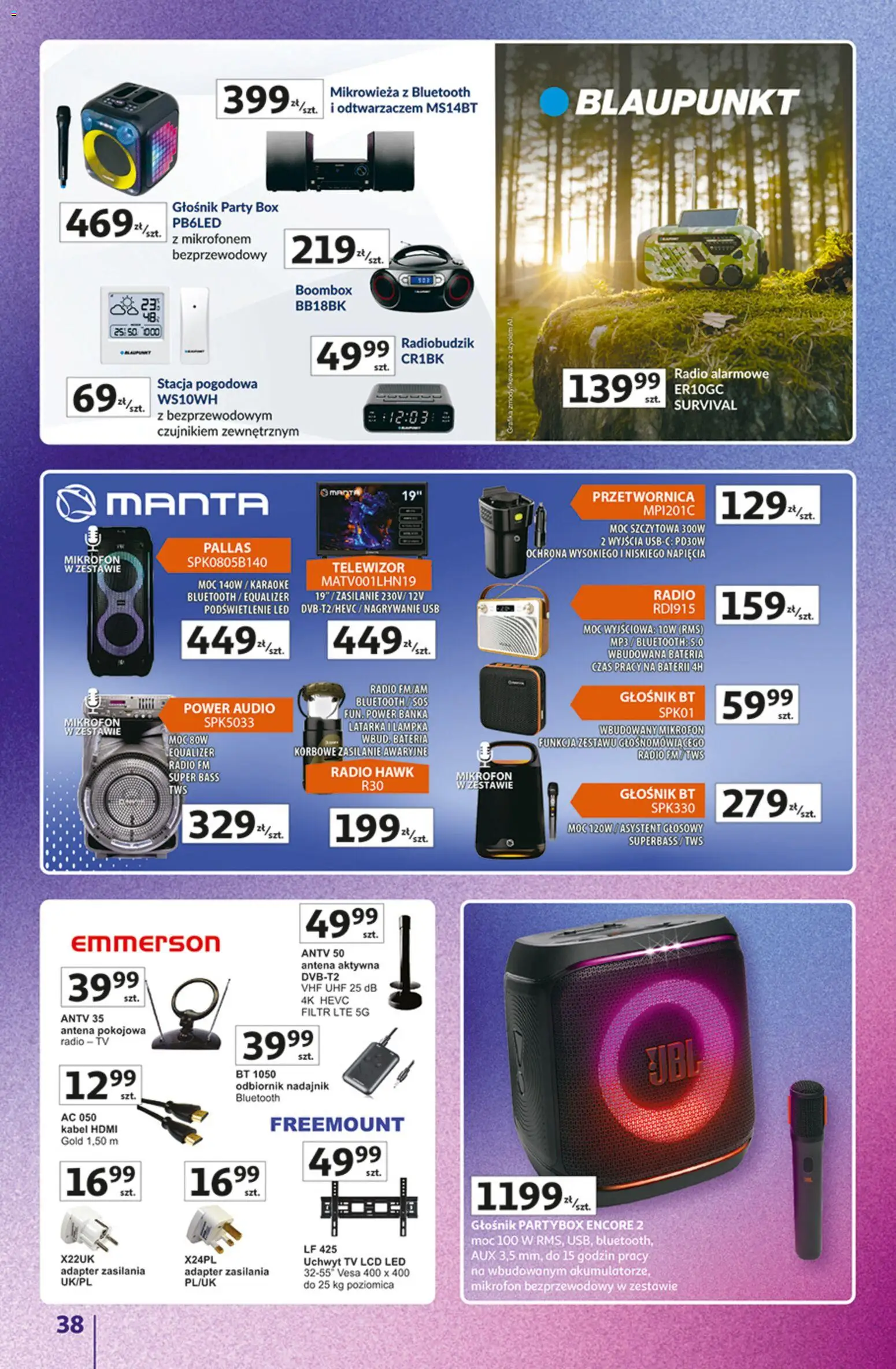 Auchan gazetka - Znane marki od 15.10.2026 | Strona: 38 | Produkty: Radio, Mikrofon, Adapter, Głośnik