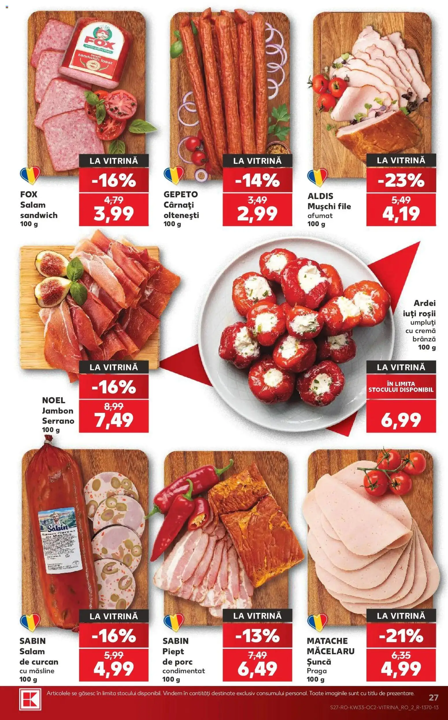Kaufland Curtea de Argeș 12.08.2026 - Revista si Oferta | Pagină: 27 | Produse: Mușchi, Șuncă, Roșii, Cârnați
