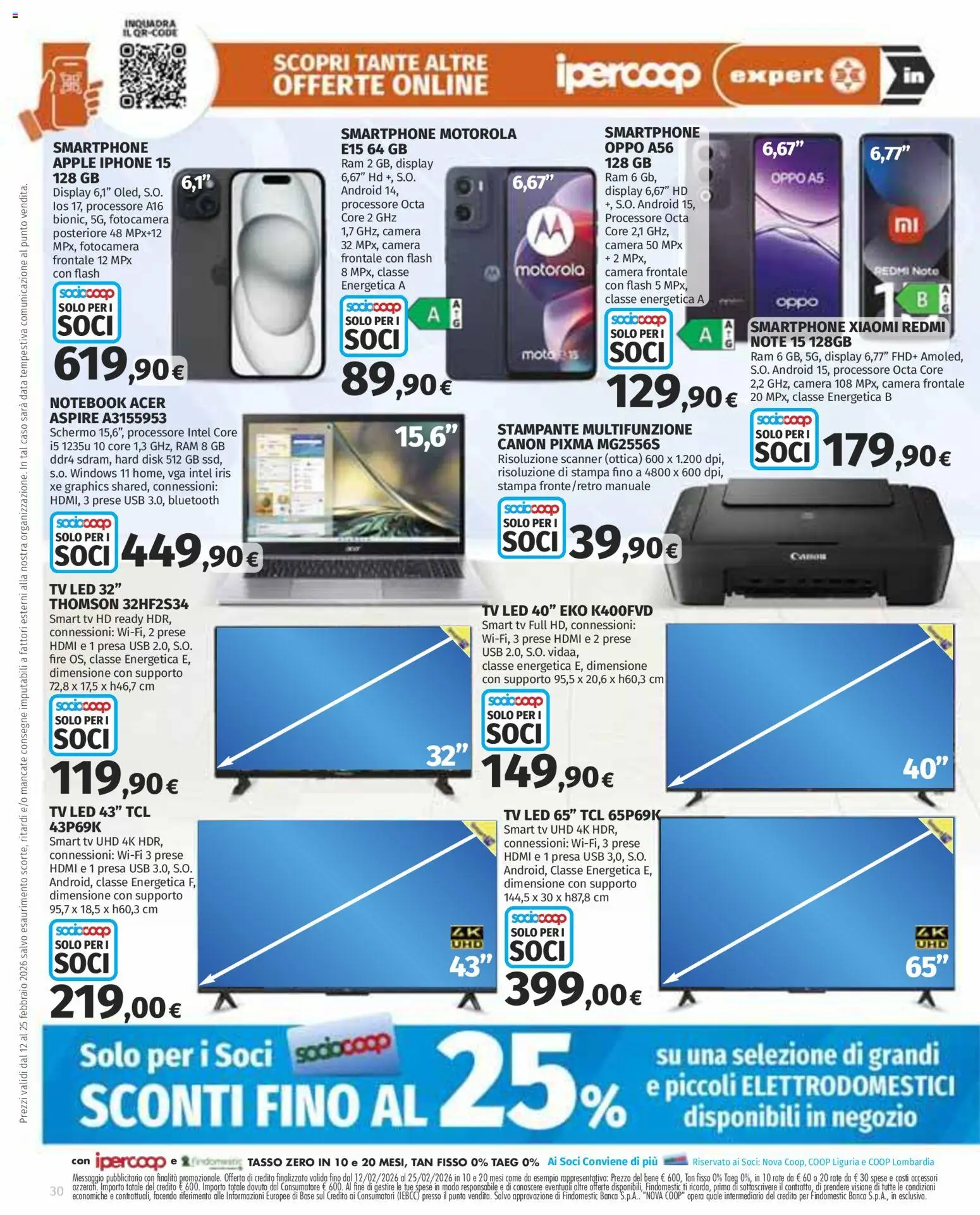 Volantino Ipercoop del 12.02.2026 | Pagina: 30 | Prodotti: Xiaomi, smart TV, Stampante, Presa