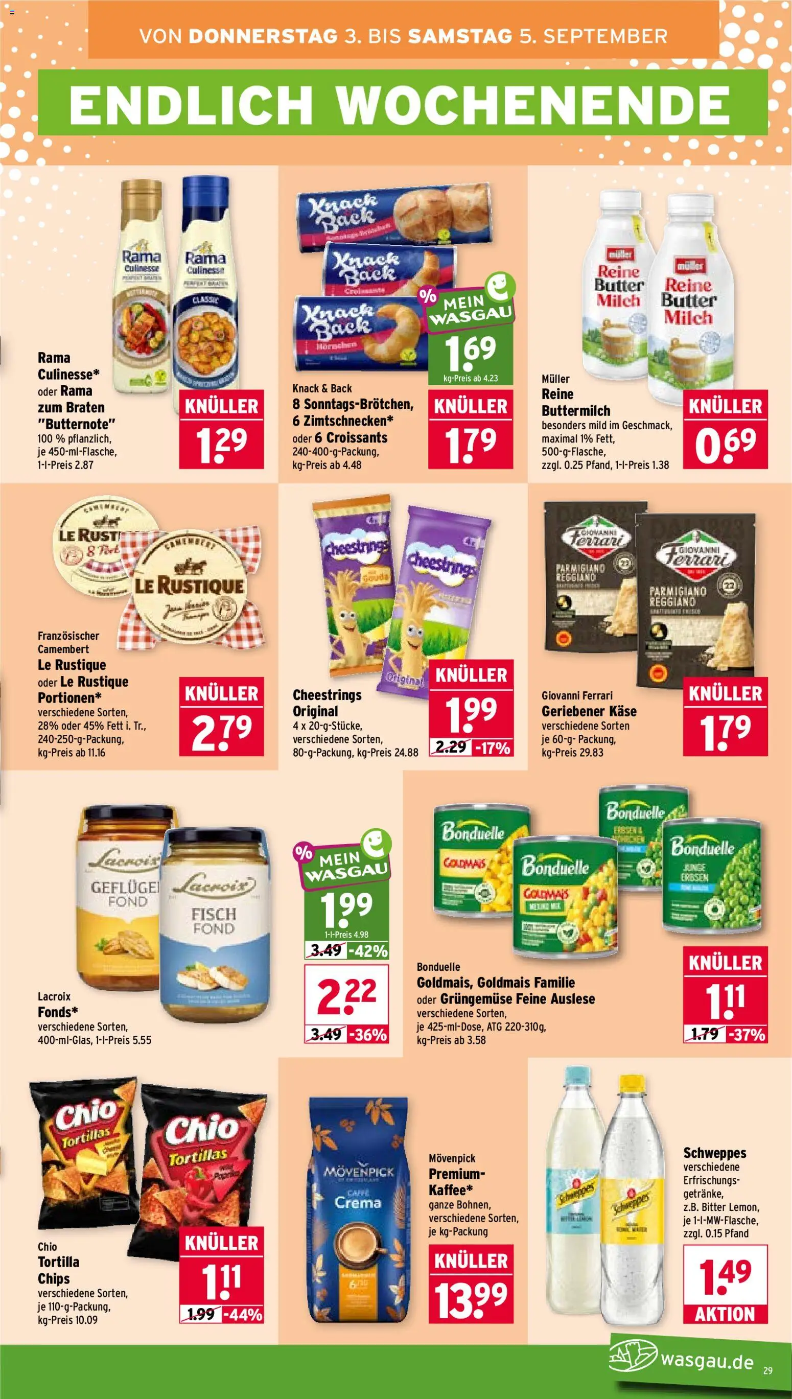 Wasgau Prospekt – gültig ab 31.08.2026 | Seite: 29 | Produkte: Buttermilch, Milch, Chio tortillas, Chips