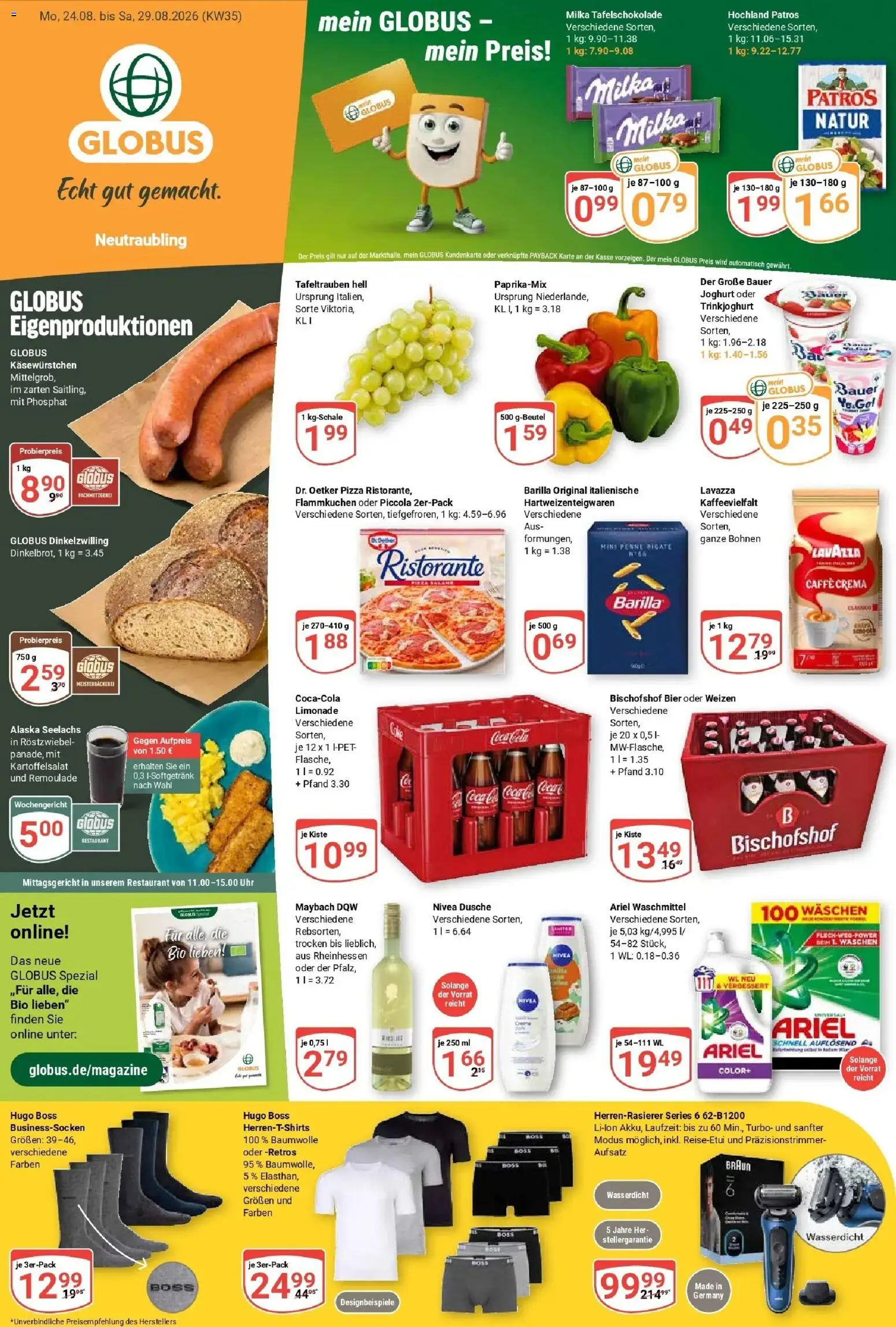 Globus Prospekt Neutraubling (ab 24.08.2026) » Angebote online | Seite: 3 | Produkte: Lavazza, Ariel, Bier, Trinkjoghurt