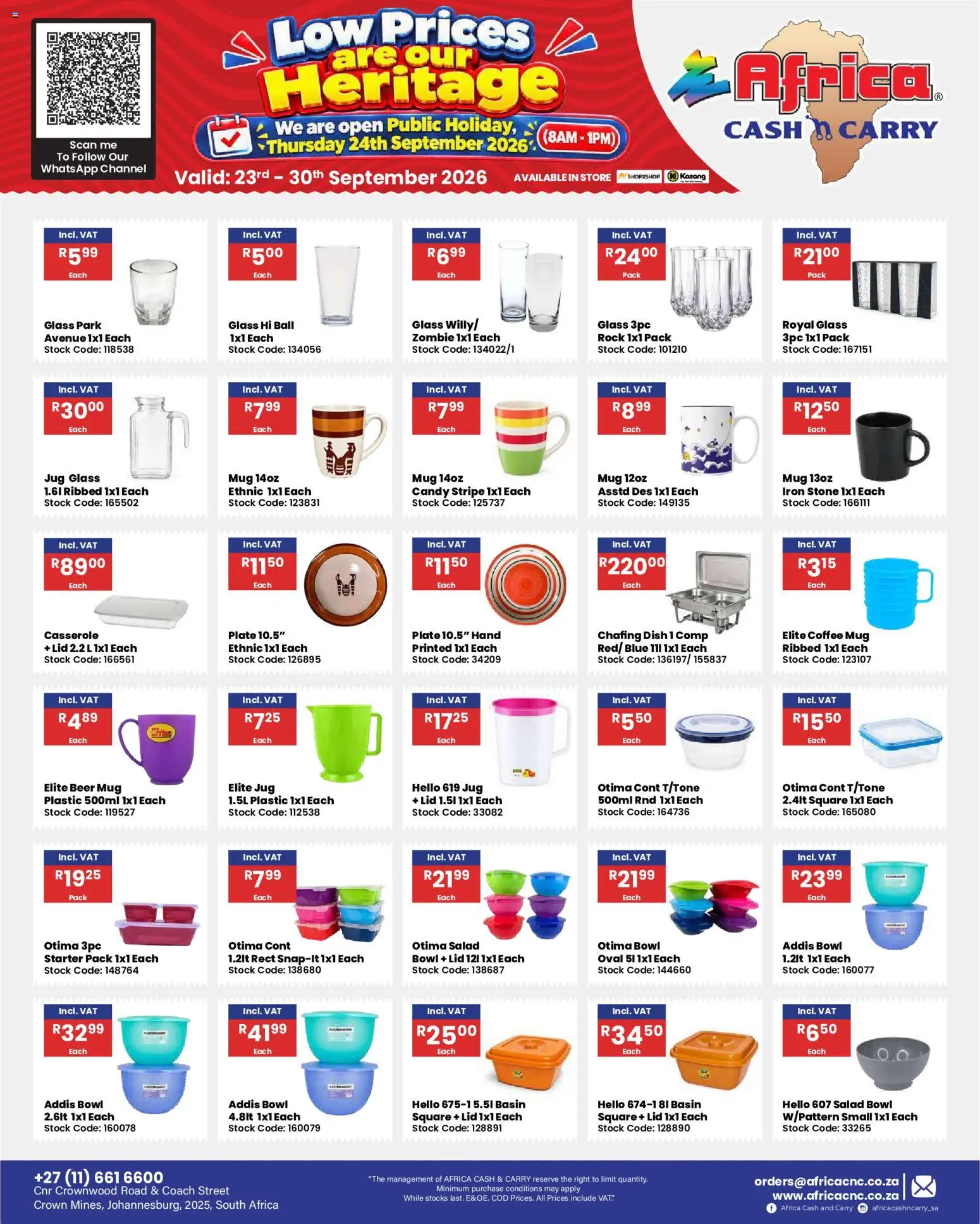 New Africa Cash & Carry catalogue – valid from 23/09/2026 | Page: 59 | Products: Plate, Iron, Coffee, Basin