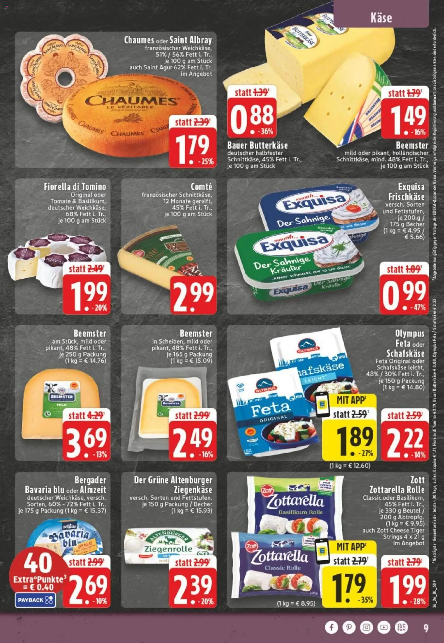 Edeka Prospekt Dortmund – gültig ab 31.08.2026 | Seite: 9 | Produkte: Feta, Käse, Ziegenkäse, Exquisa