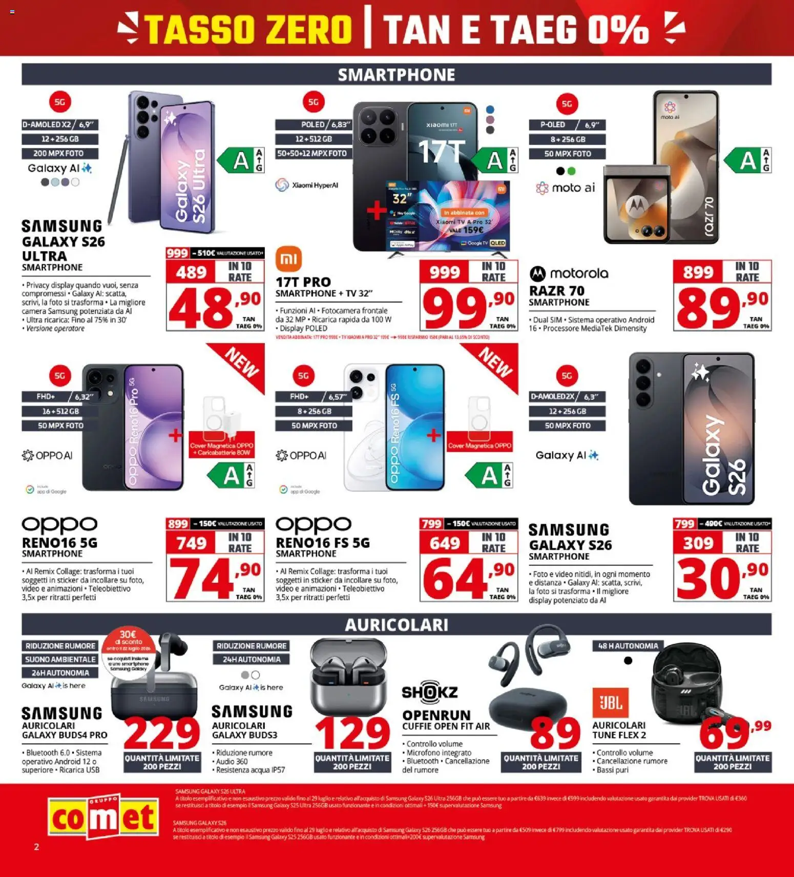 Volantino Comet del 16/07/2026 | Pagina: 2 | Prodotti: Xiaomi, Video, Microfono, Samsung
