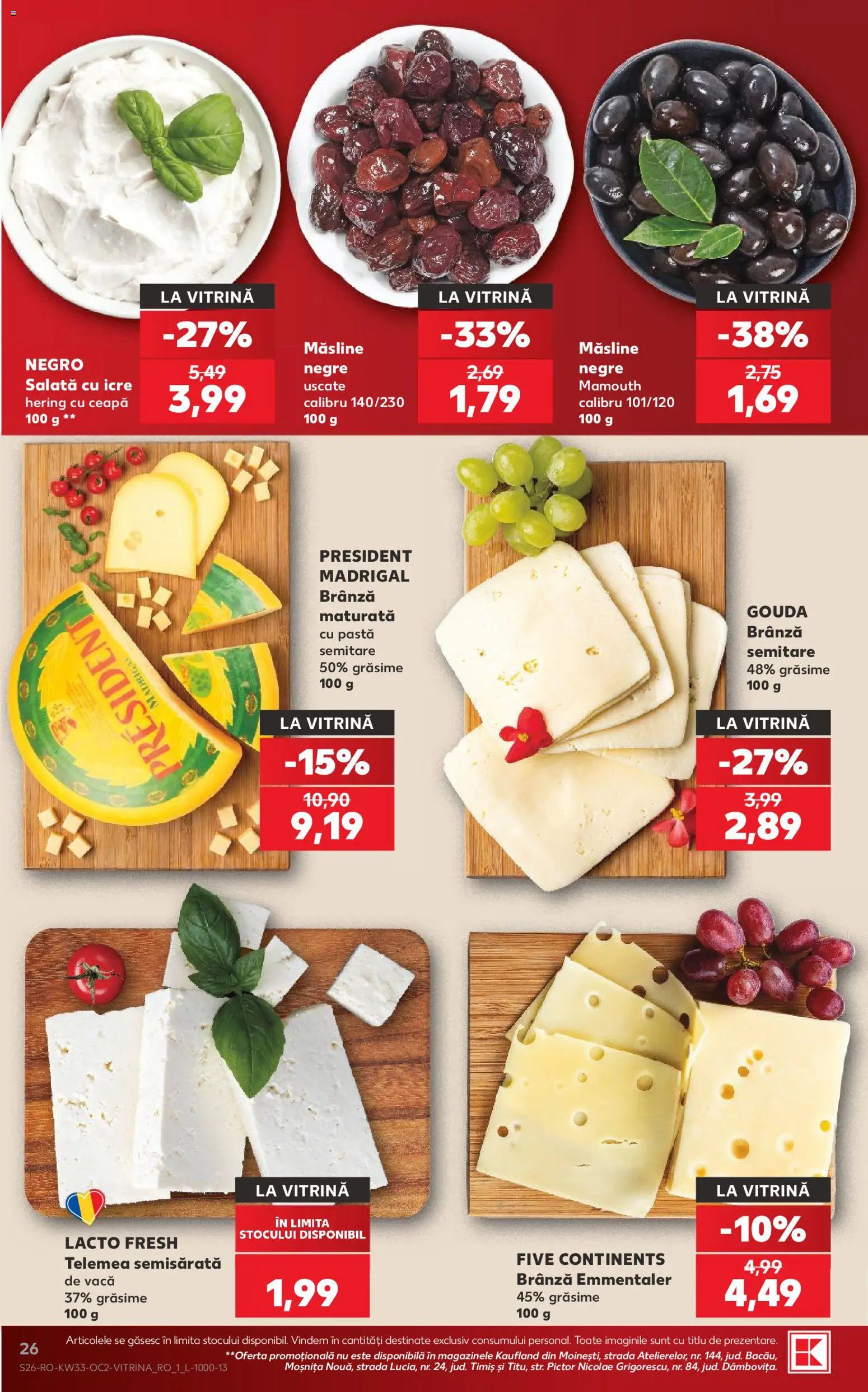 Noul catalog Kaufland – valabil de la 12.08.2026 | Pagină: 26 | Produse: Vitrină, Măsline, Brânză, Gouda