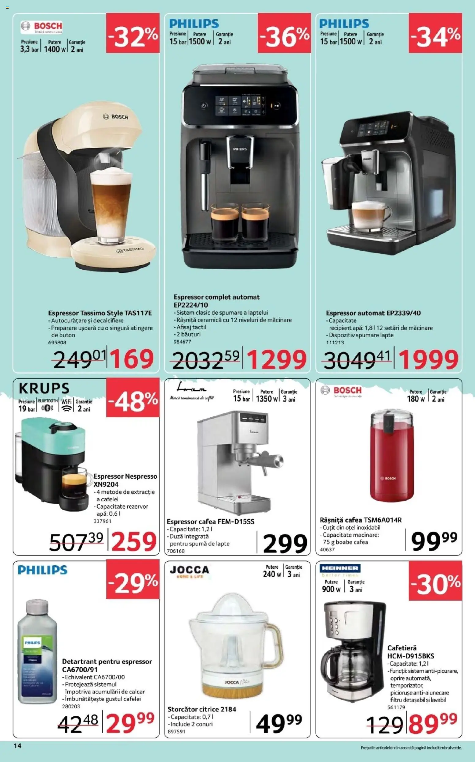 Noul catalog Selgros – valabil de la 06.03.2026 | Pagină: 14 | Produse: Espressor, Cafetieră, Cuțit, Lapte