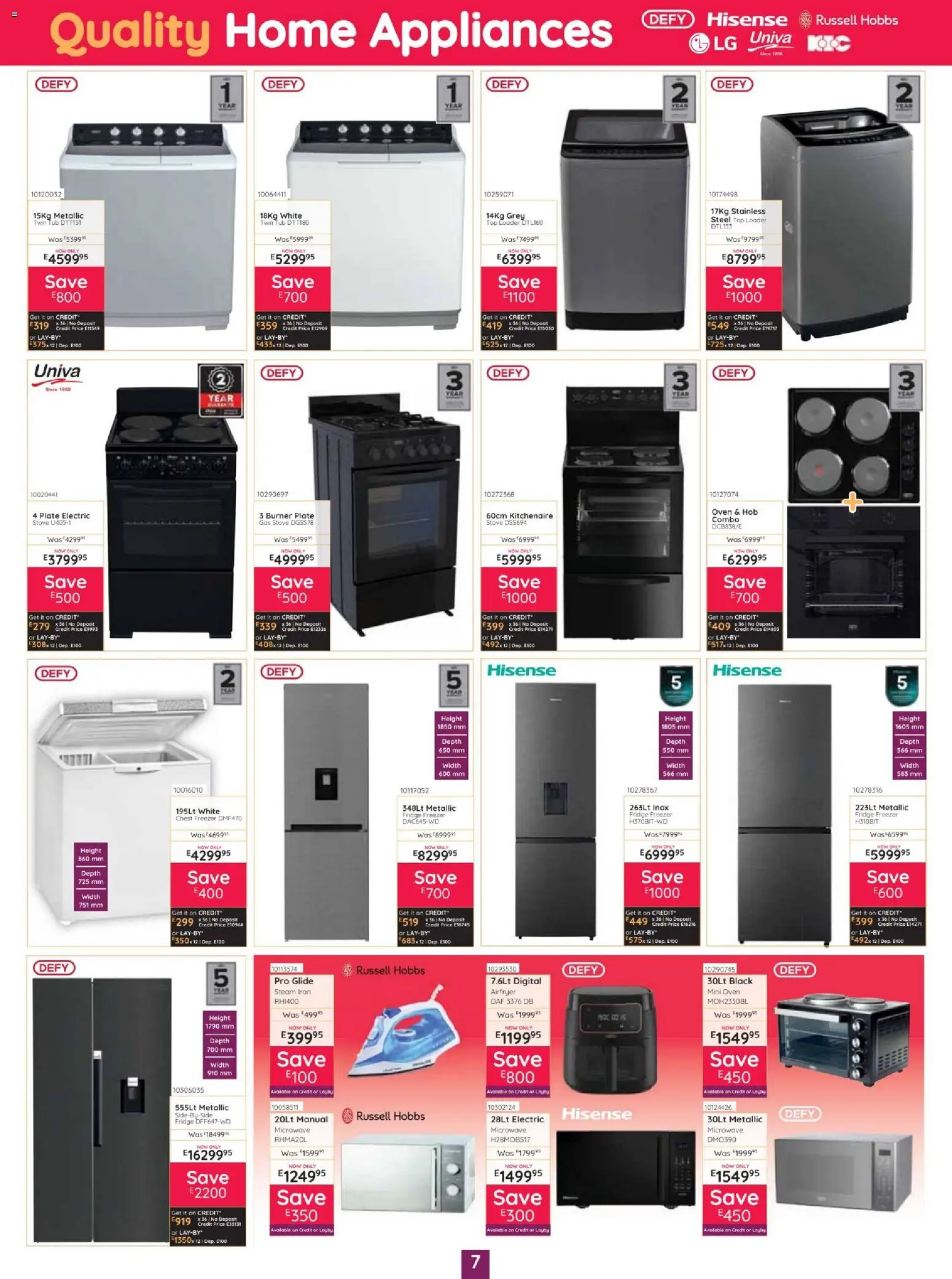 New Bradlows catalogue – valid from 15/10/2026 | Page: 7 | Products: Oven, Stove, Plate, Fridge