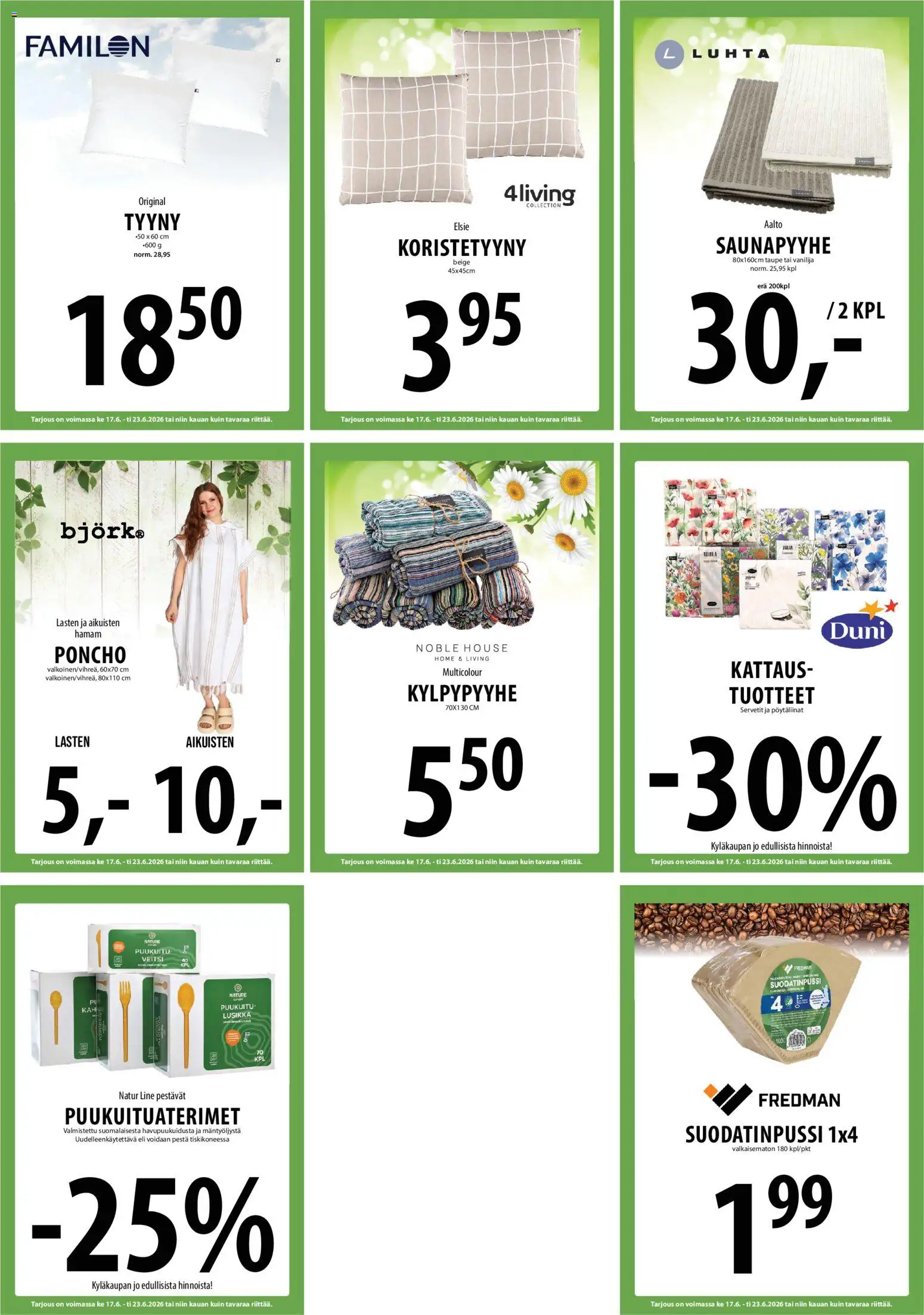 Tuuri tarjoukset – voimassa 17.06.2026 alkaen | Sivu: 18 | Tuotteet: Veitsi, Tyyny, Koristetyyny, Poncho