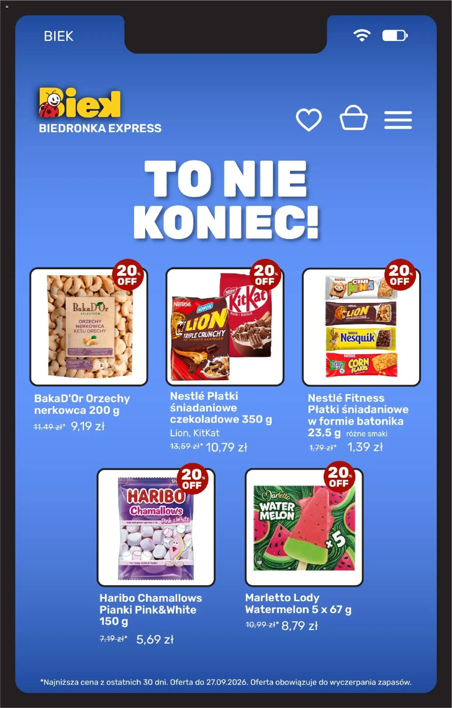 Biedronka gazetka - Biek od 26.09.2026 | Strona: 29 | Produkty: Orzechy nerkowca, Płatki śniadaniowe, Orzechy, Lody