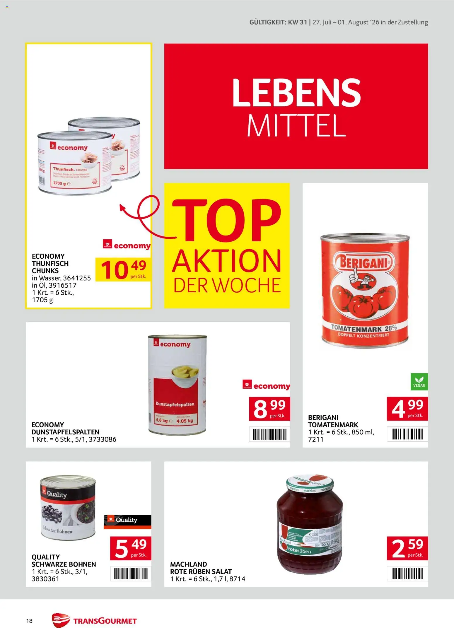 Transgourmet Zustellaktion gültig ab 27.07.2026 | Seite: 18 | Produkte: Salat