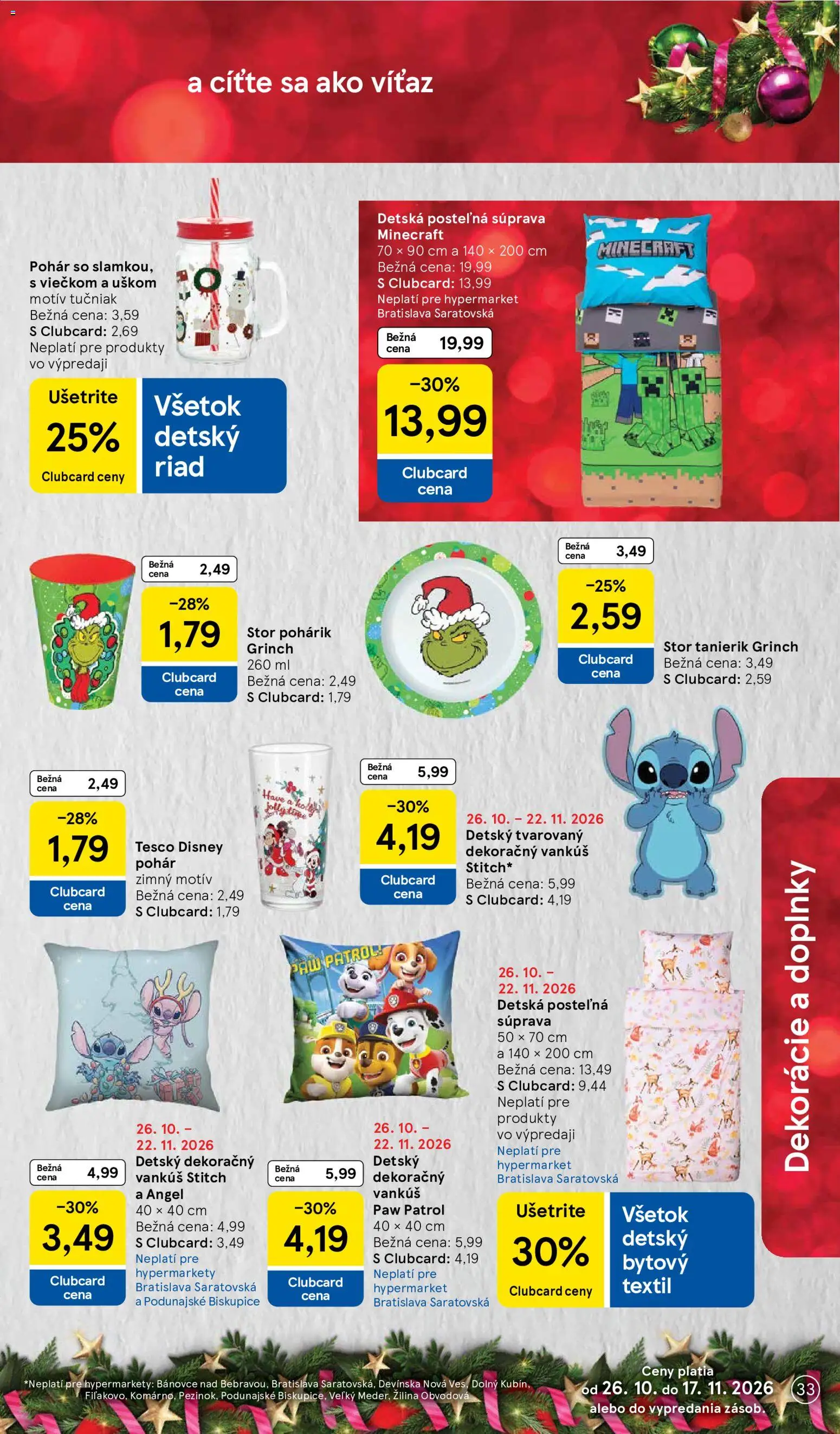 Nové Tesco akcie – leták je platný od 26.10.2026 | Strana: 33 | Produkty: Vankúš, Riad