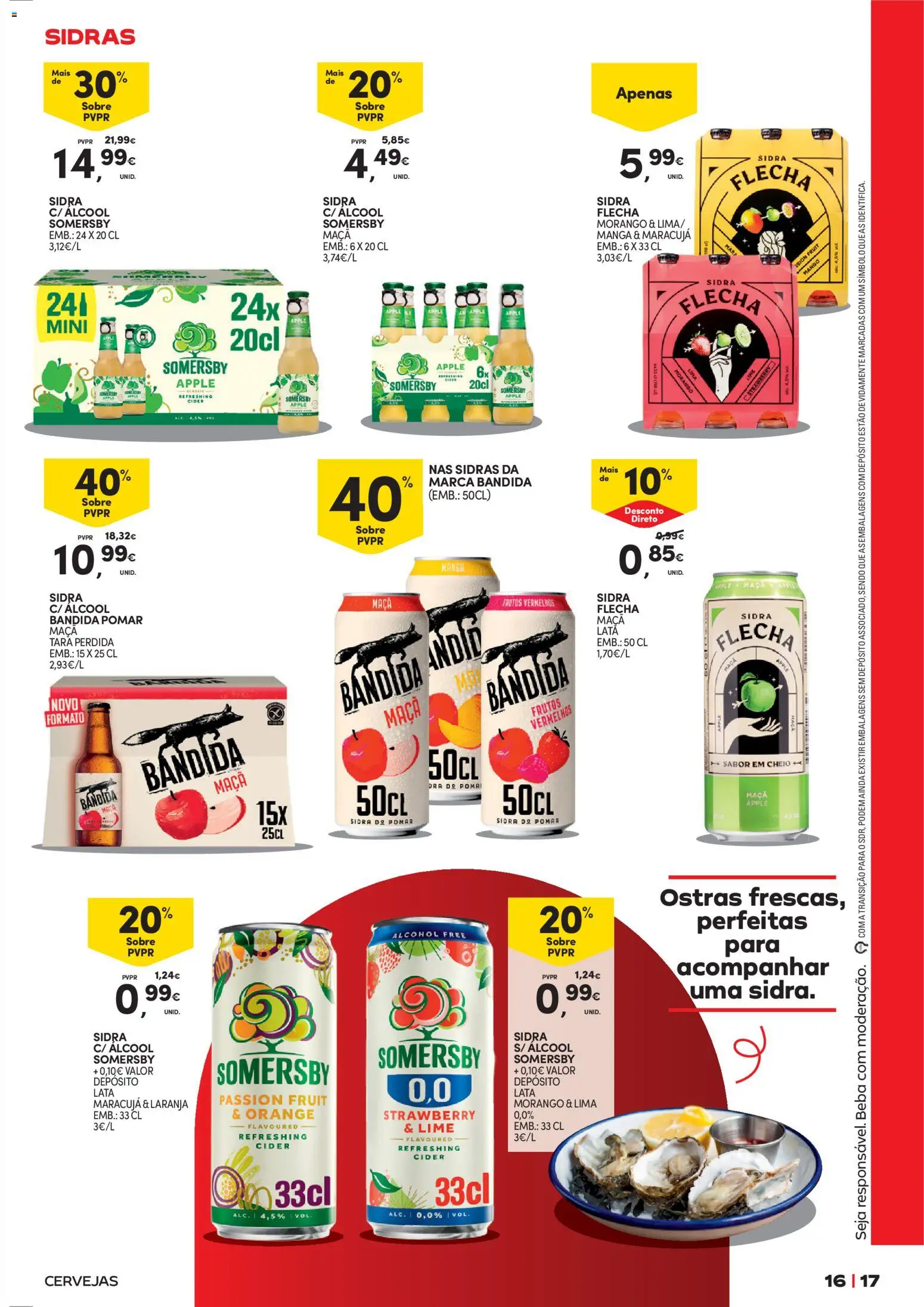 Continente Cervejas e Mariscos │ válido de 19.05.2026 | Página: 17 | Produtos: Ostras, Maça, Somersby
