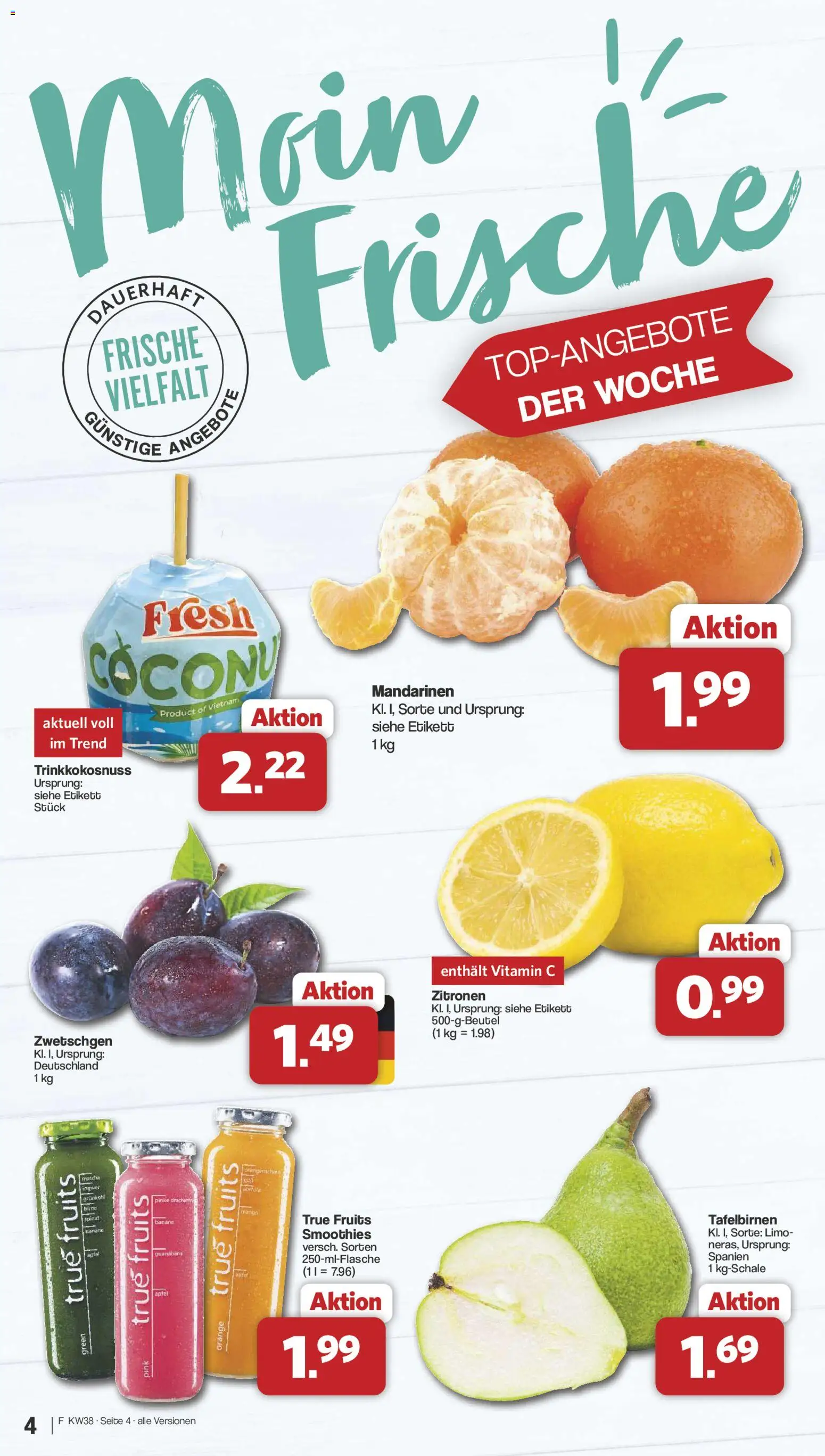 Famila Nordwest Prospekt – gültig ab 14.09.2026 | Seite: 4 | Produkte: Mandarinen, Zwetschgen, Zitronen