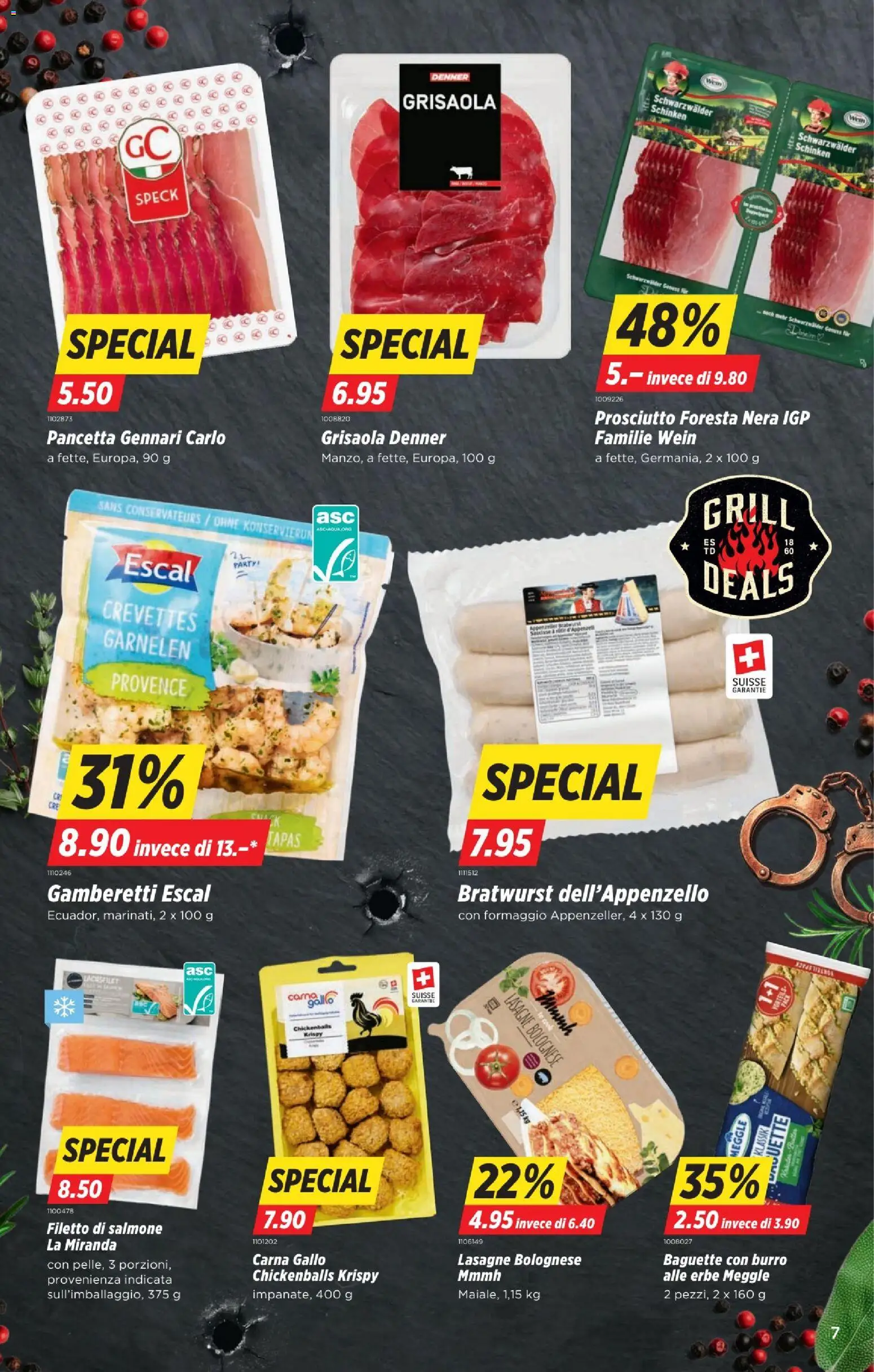 Denner aktionen IT – gültig ab 16.07.2026 | Seite: 7 | Produkte: Baguette, Garnelen, Schinken, Wein