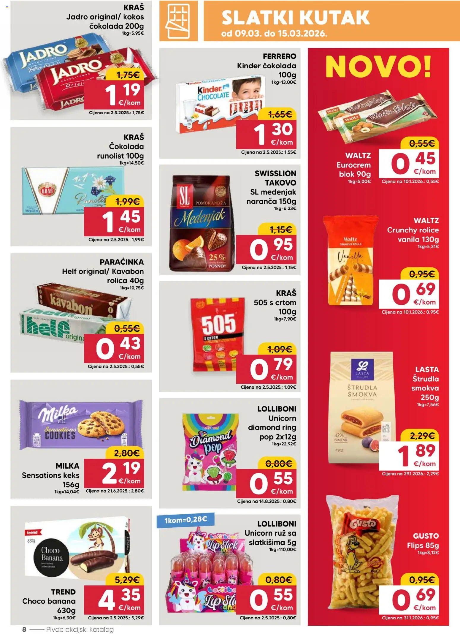 Pivac katalog | vrijedi od 09.03.2026 | Stranica: 8 | Proizvodi: Flips, Ruž, Napolitanke, Milka
