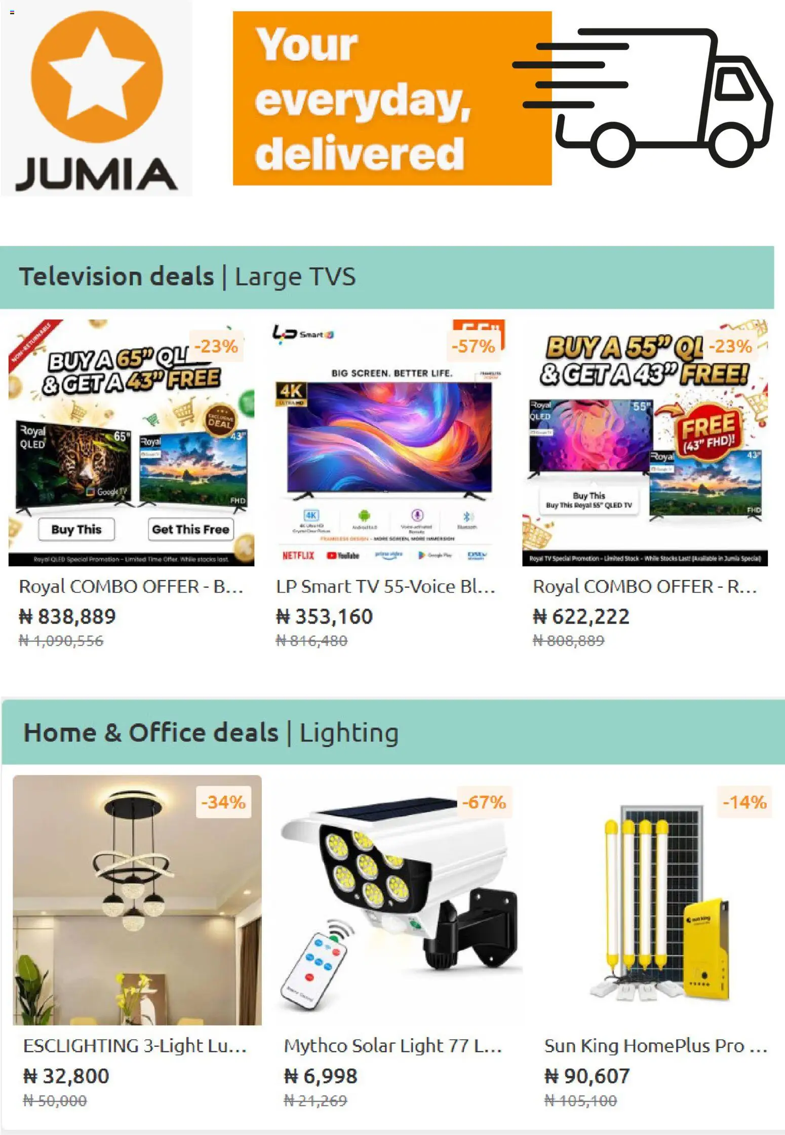 Jumia Catalogue valid from 17/08/2026 | Page: 6 | Products: Television, Tv, Lighting