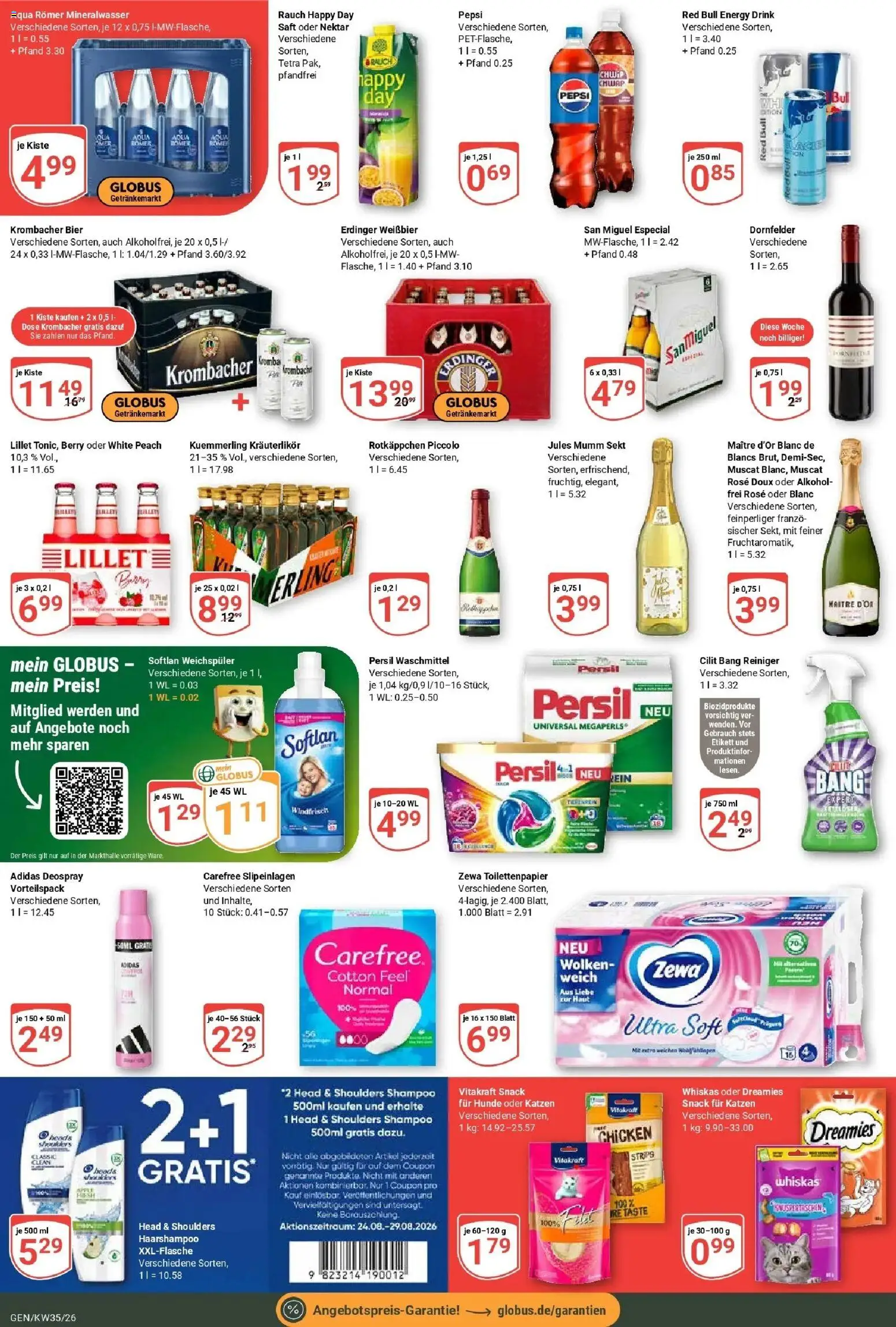 Globus Prospekt Gensingen (ab 24.08.2026) » Angebote online | Seite: 6 | Produkte: Erdinger, Lillet, Pepsi, Saft