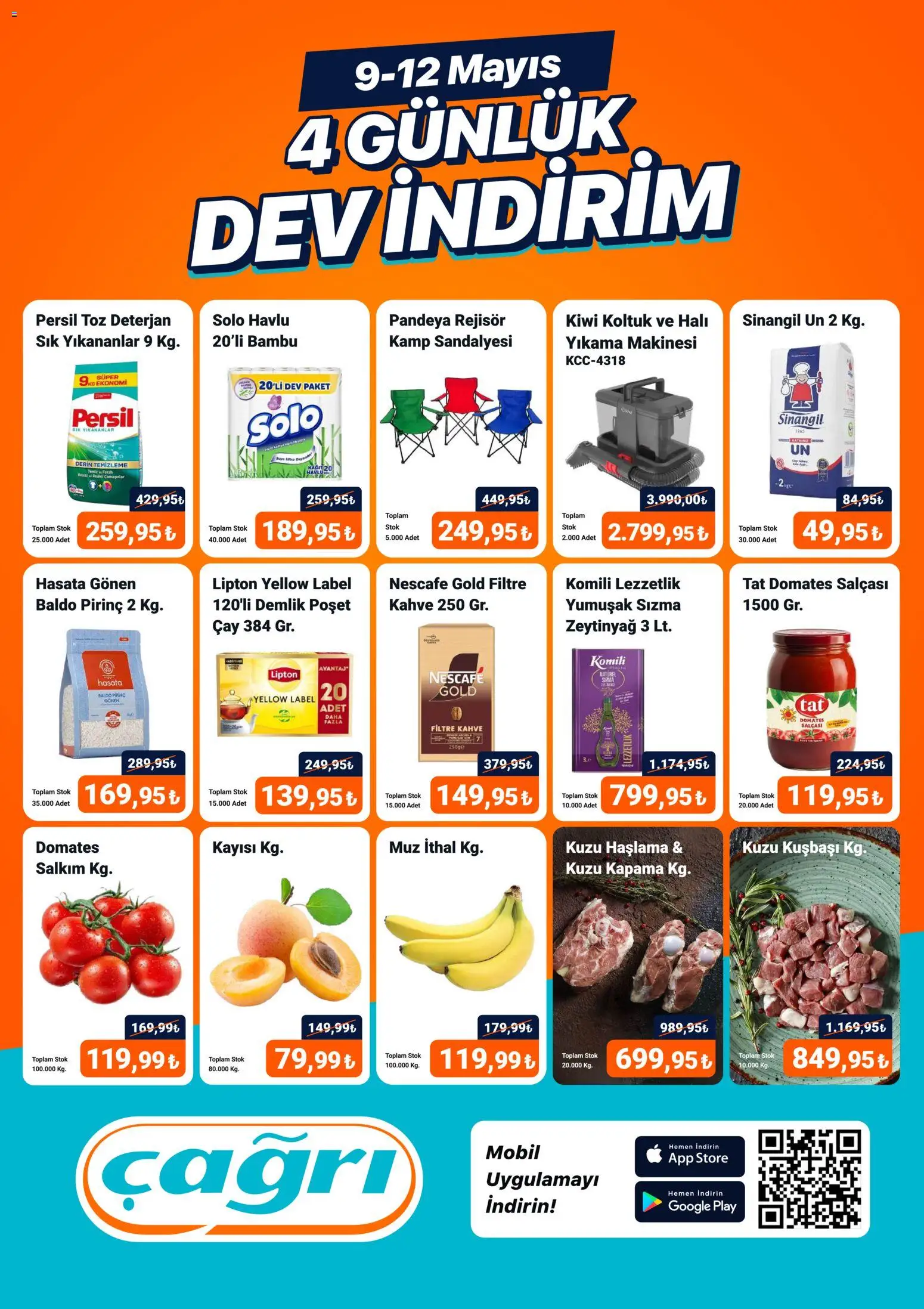 Çağrı Market - 4 Günlük Dev İndirim - 09.05.2026 tarihinden itibaren geçerlidir | Sayfa: 1 | Ürünler: Koltuk, Kahve, Domates, Pirinç