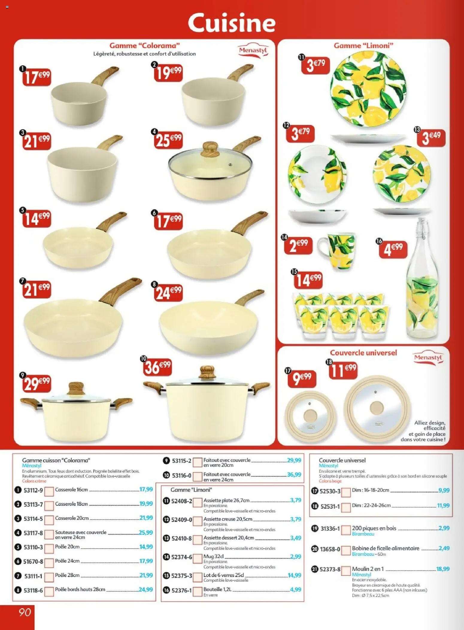 {H1} | Page: 90 | Produits: Porcelaine, Casserole, Piles, Crème