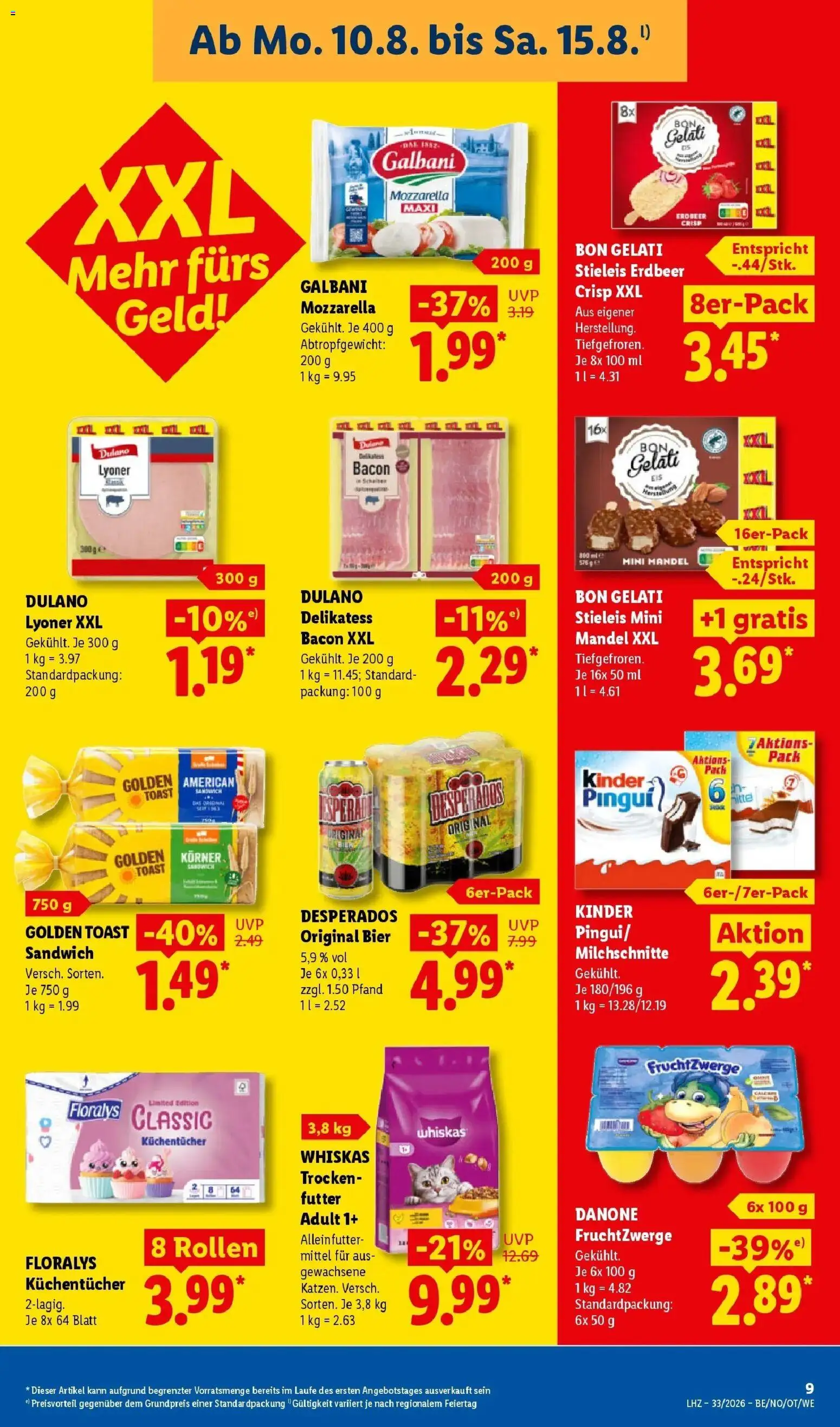Lidl Prospekt Malchow (ab 10.08.2026) zum Blättern » Angebote | Seite: 21 | Produkte: Bier, Fruchtzwerge, Mozzarella, Desperados