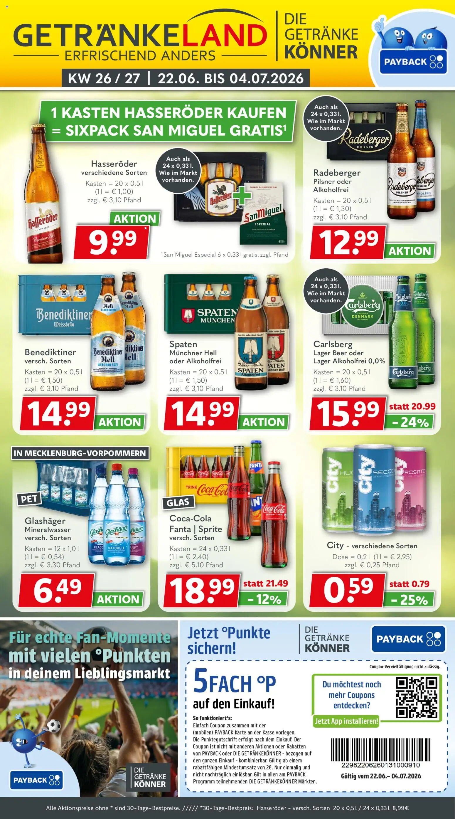 Getränkeland Prospekt – gültig ab 22.06.2026 | Seite: 1 | Produkte: Coca cola, Fanta, Cola, Hasseröder
