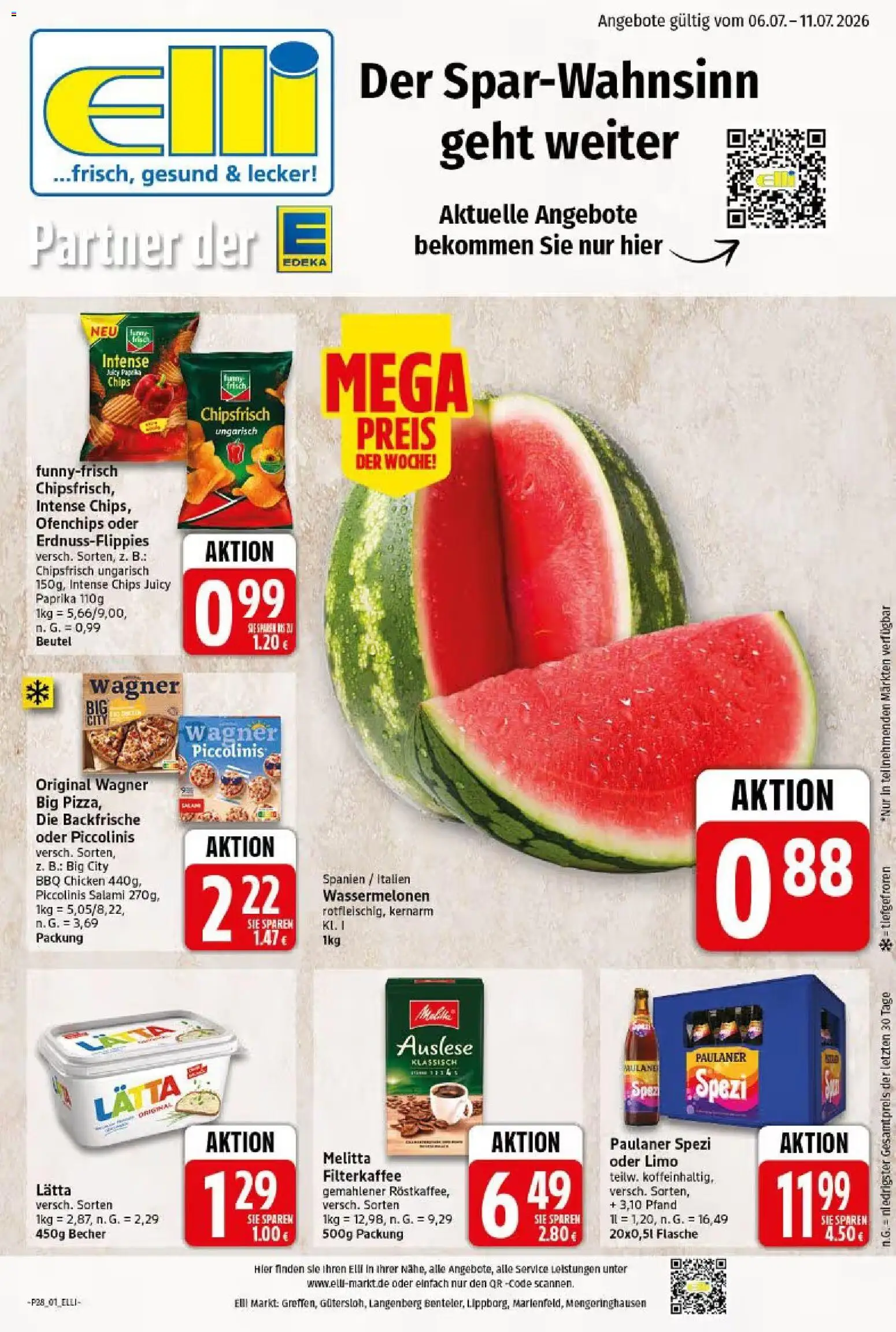 Elli Markt Prospekt Langenberg – gültig ab 06.07.2026 | Seite: 1 | Produkte: Melitta, Paprika, Lätta, Chips