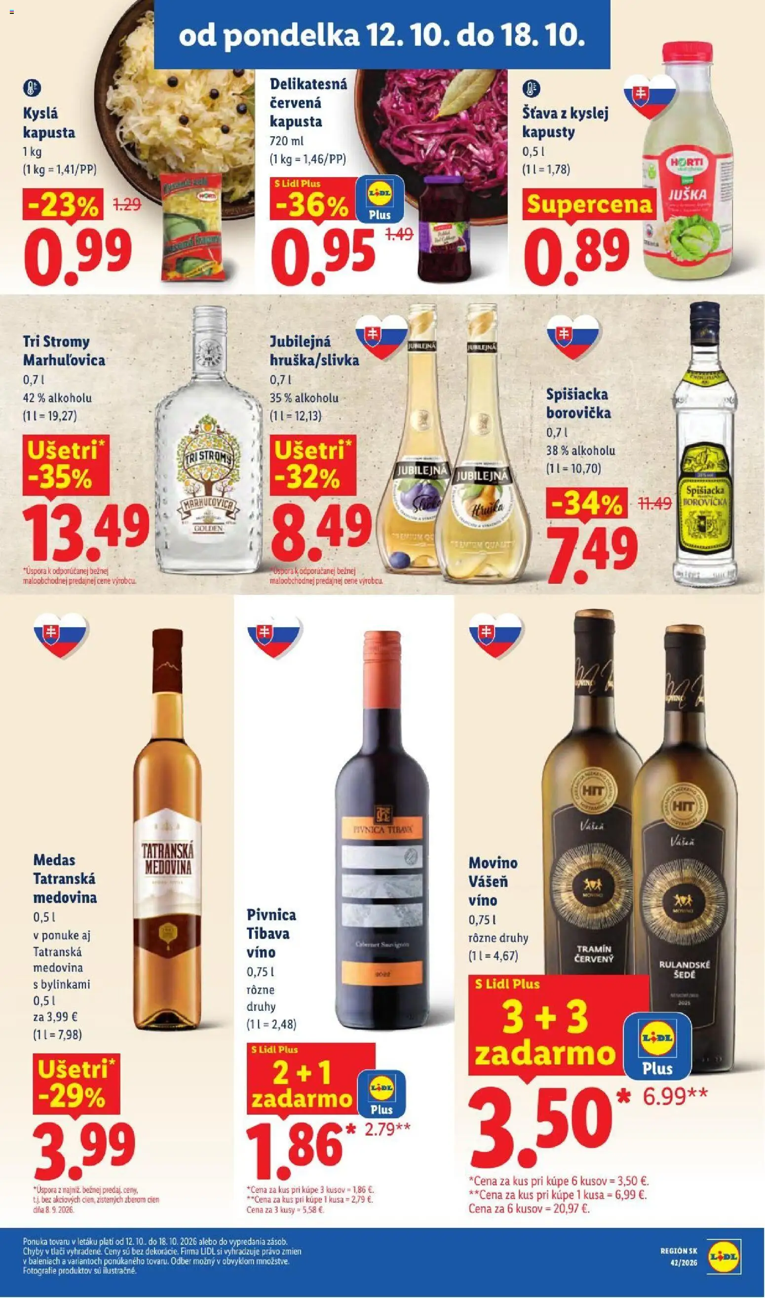 Nové Lidl akcie – leták je platný od 12.10.2026 | Strana: 15 | Produkty: Kapusta, Borovička, Medovina, Kyslá kapusta