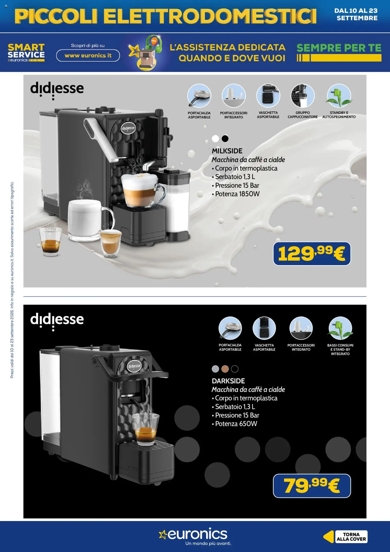 Volantino Euronics del 10/09/2026 | Pagina: 12 | Prodotti: Macchina da caffe, Caffè, Tè, Cialde