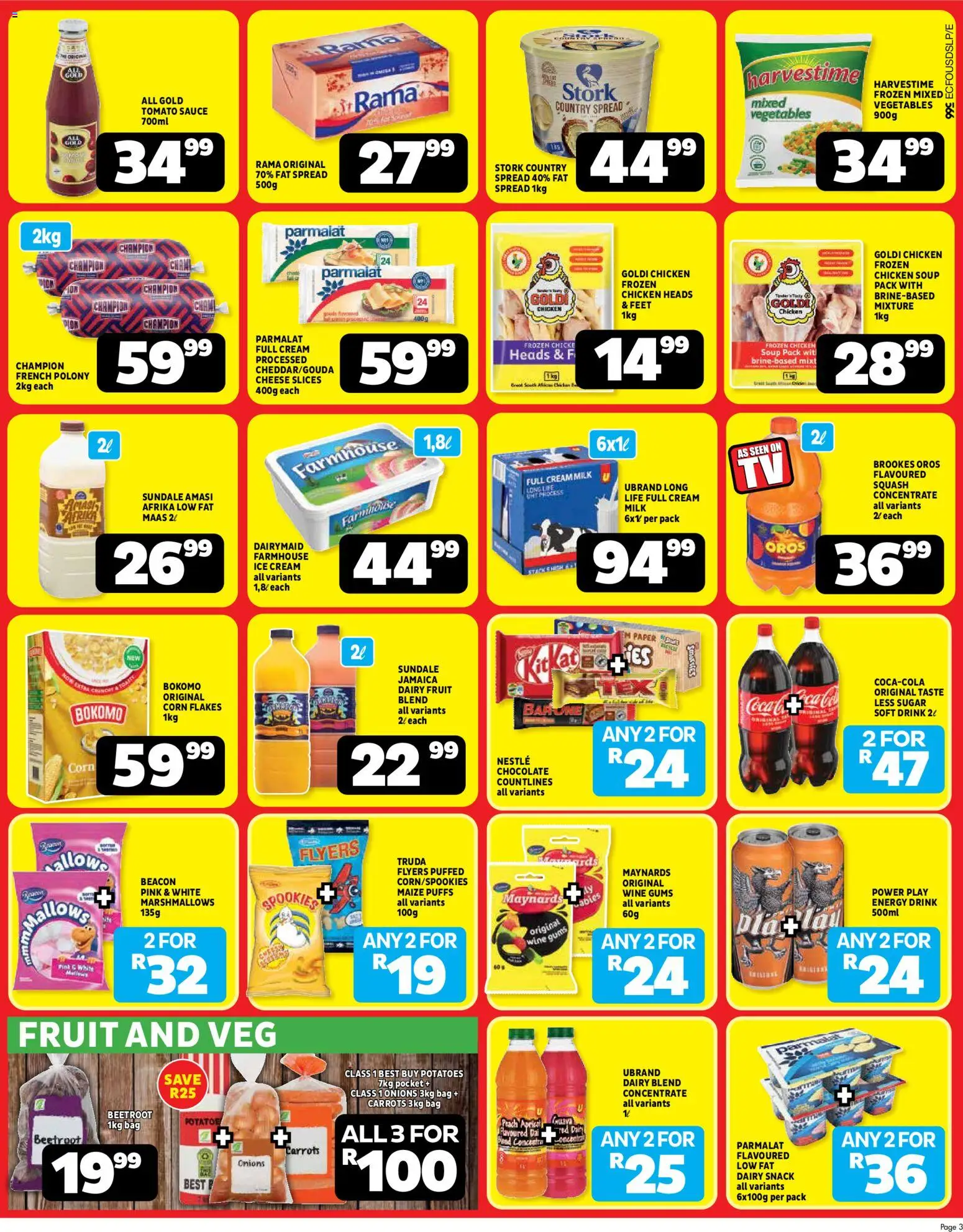 New Usave catalogue – valid from 20.04.2026 | Page: 3 | Products: Chicken, Dairy blend, Paper, Peach